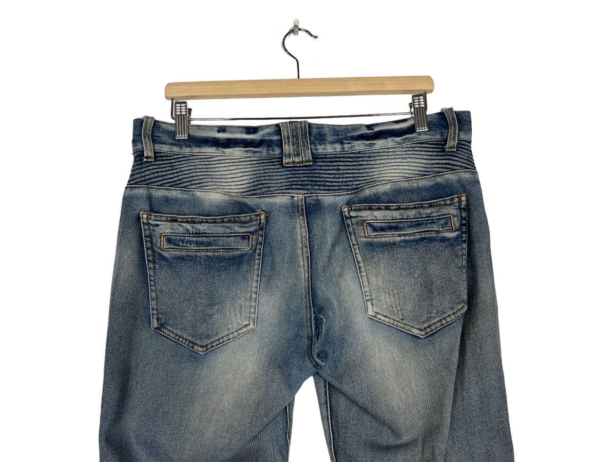 In The Attic 🔥 IN THE ATTIC BIKER MOTO DYED BROKEN DENIM SLIM FIT Size US 36 / EU 52 - 8 Thumbnail