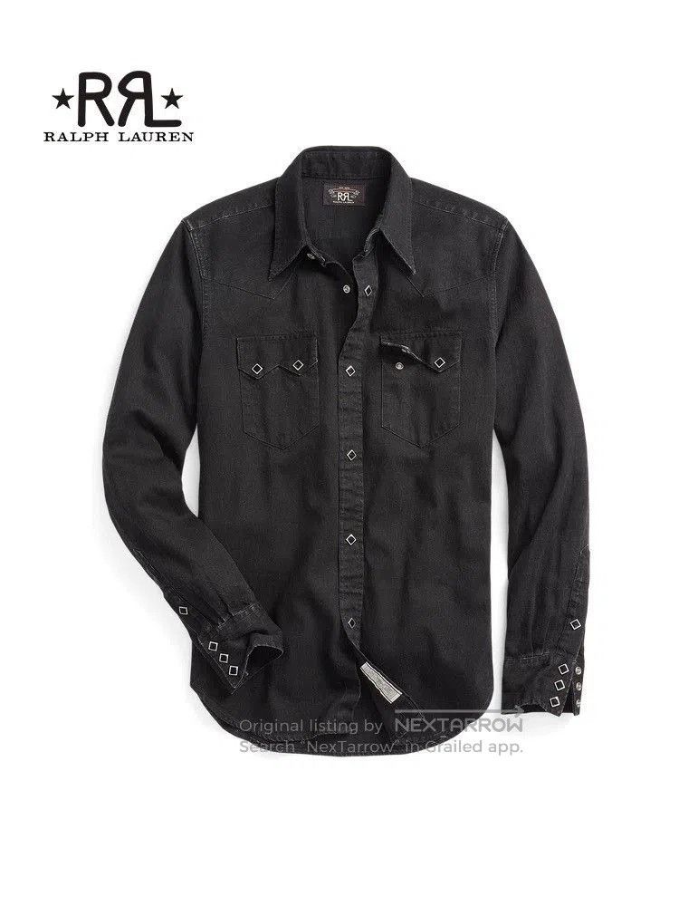 RRL Ralph Lauren RRL Classic Indigo Cotton Western Shirt. Size US M / EU 48-50 / 2 - 1 Thumbnail