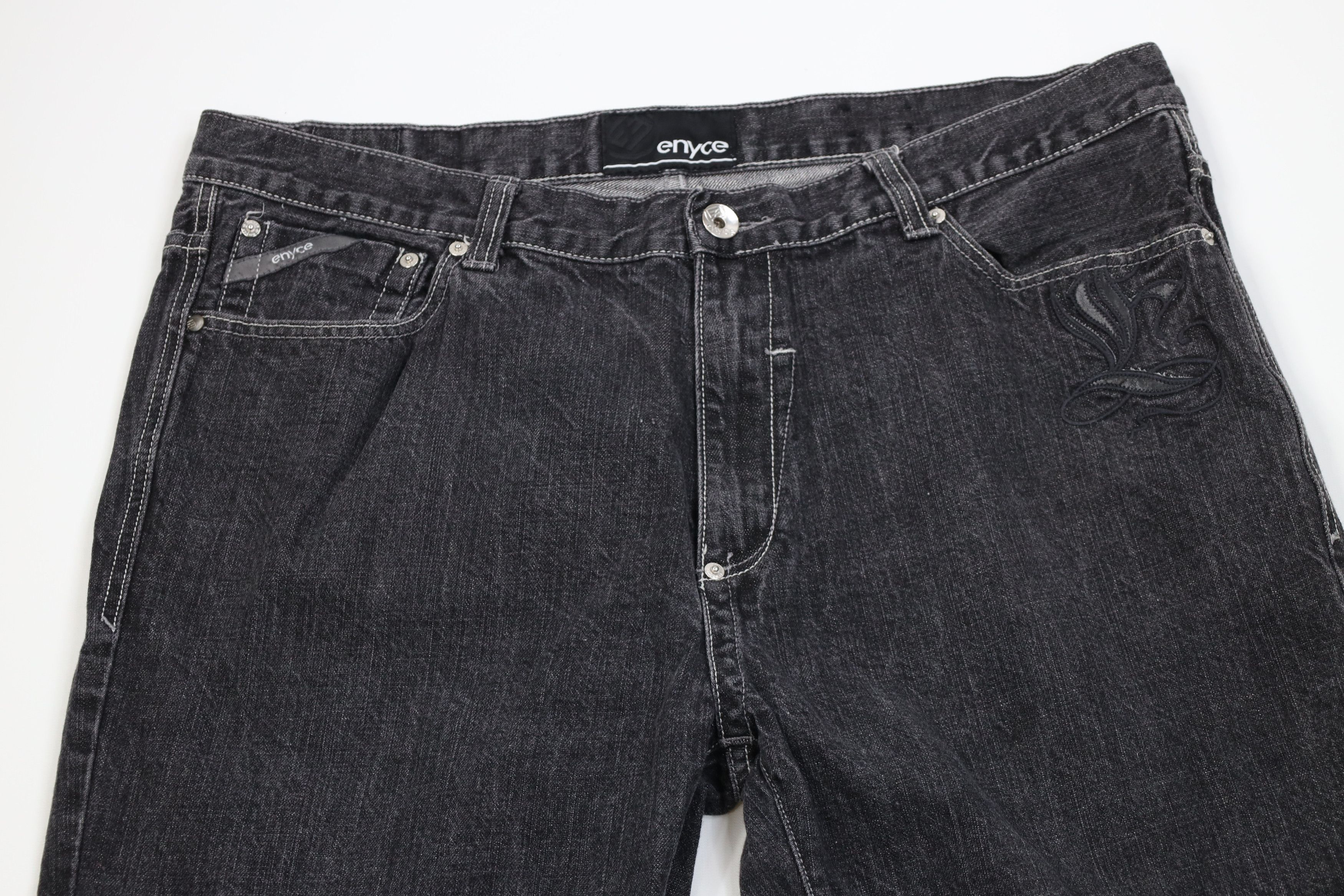 Enyce Vintage 90s Y2K Enyce Wide Leg Denim Jeans Black Cotton Size US 40 / EU 56 - 2 Thumbnail