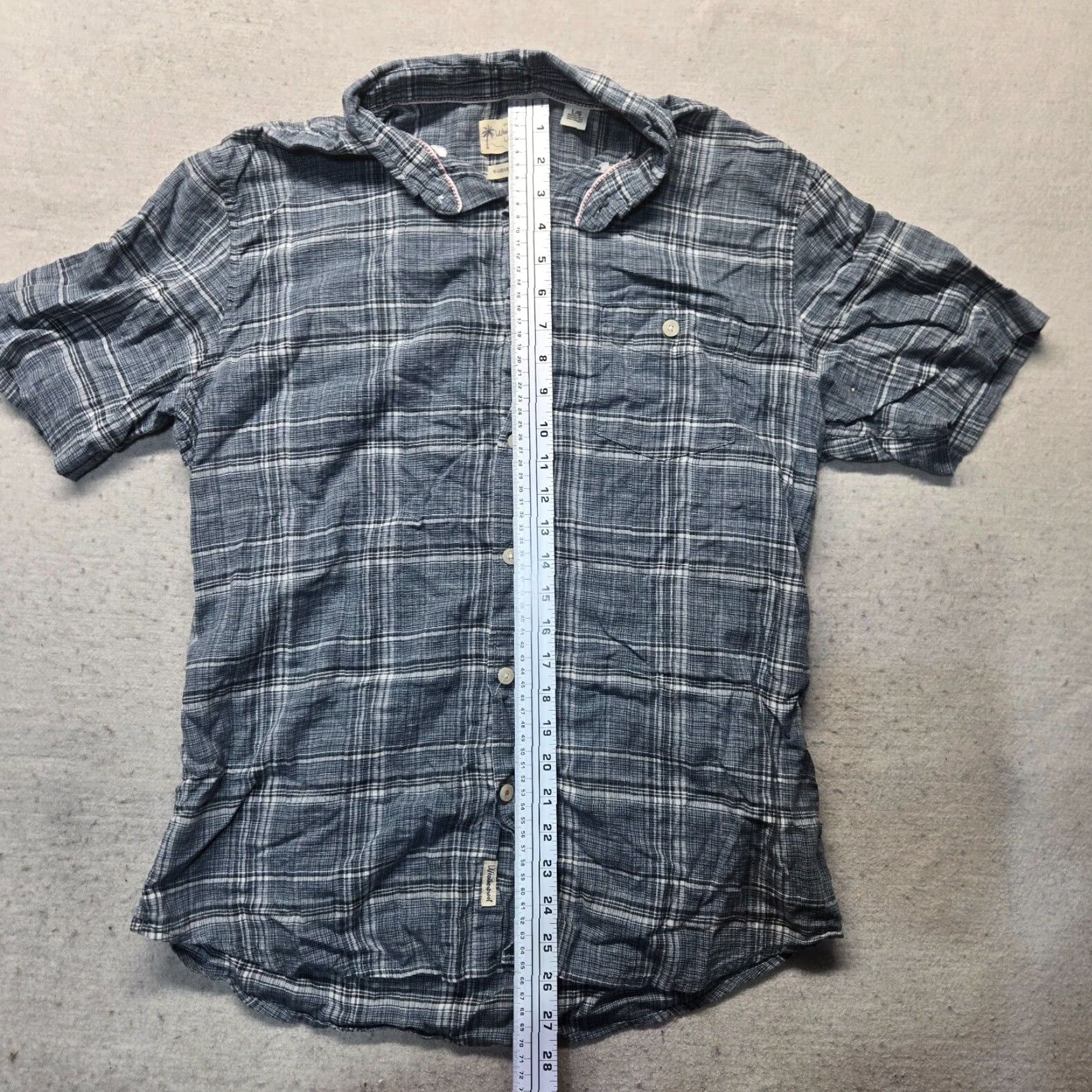 Weatherproof VINTAGE Weatherproof Plaid Button-Up Shirt Short Sleeve Machine Washable Linen Men's L Blue Size US L / EU 52-54 / 3 - 6 Thumbnail
