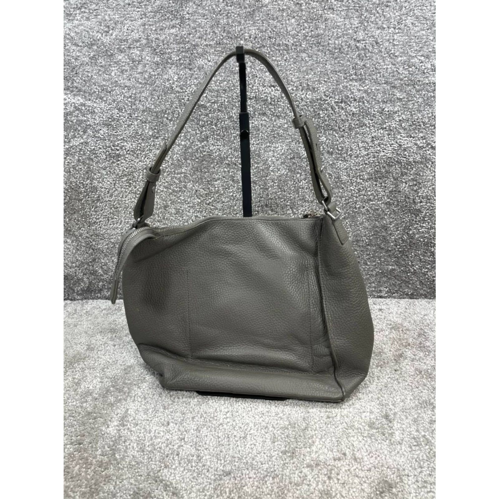 Allsaints AllSaints Kita Storm Gray Leather Zip-Top Adjustable Strap Crossbody Bag Womens Medium Gray Leather Crossbody Bag Size ONE SIZE - 3 Thumbnail