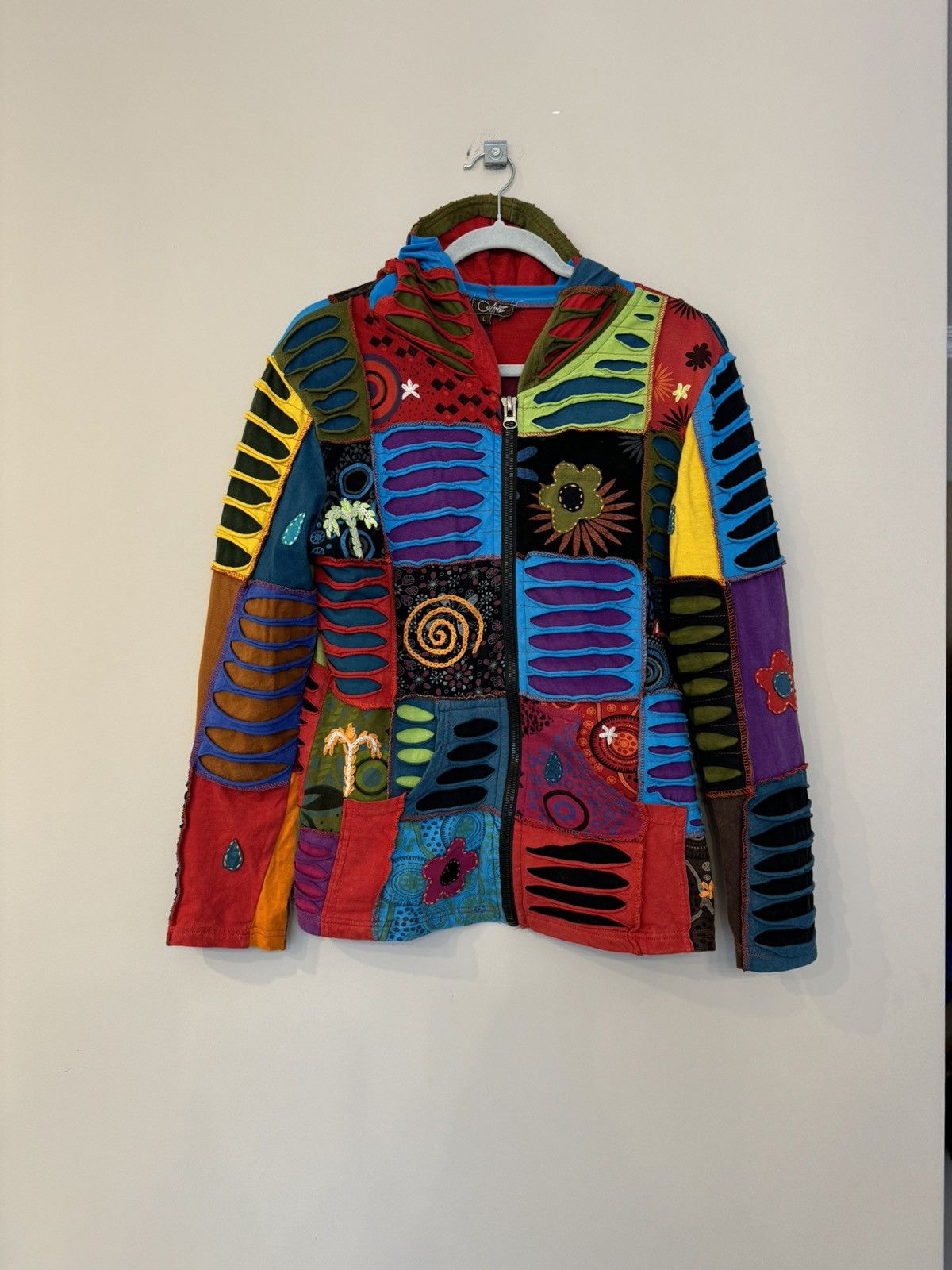 Vintage Multicolour patchwork hoodie rare 90s vintage hype y2k 00s Size L / US 10 / IT 46 - 1 Thumbnail