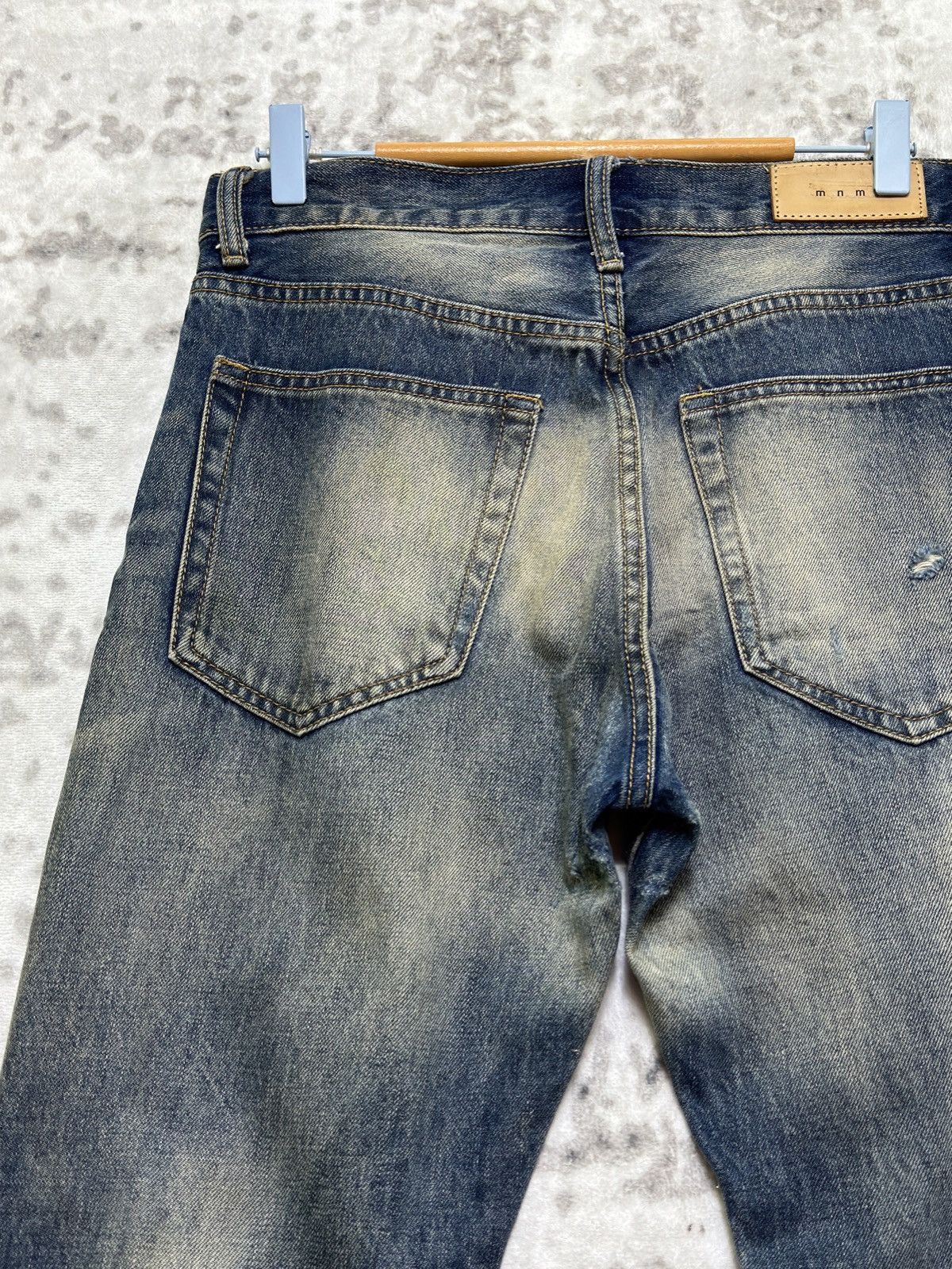 MNML Y2K MNML Blue Yarn Heavy Distressed Denim Jeans Size US 31 - 12 Thumbnail