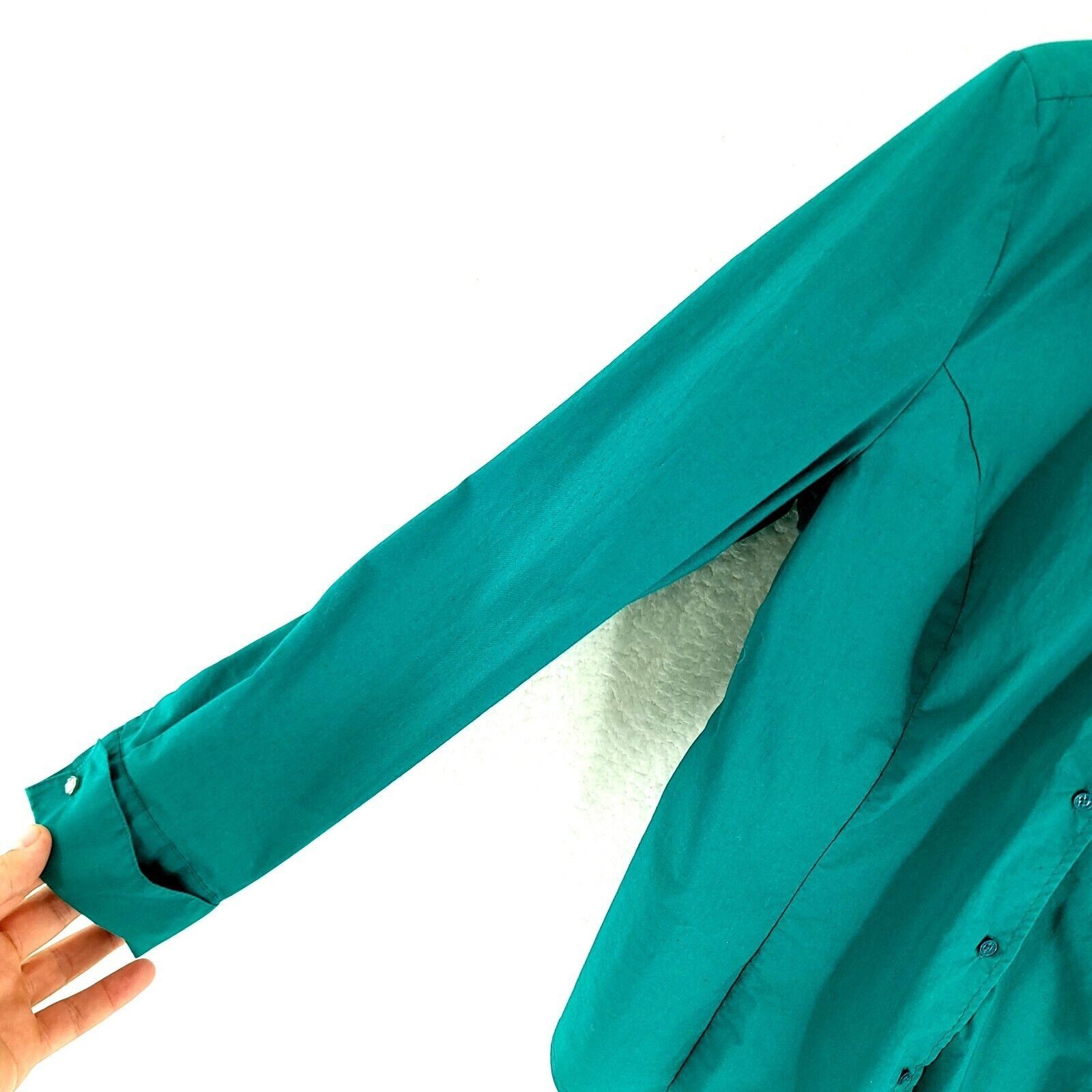 Vintage Jaclyn Smith Green Long Sleeve Buton-Up Collared Dress Shirt Size L / US 10 / IT 46 - 5 Thumbnail