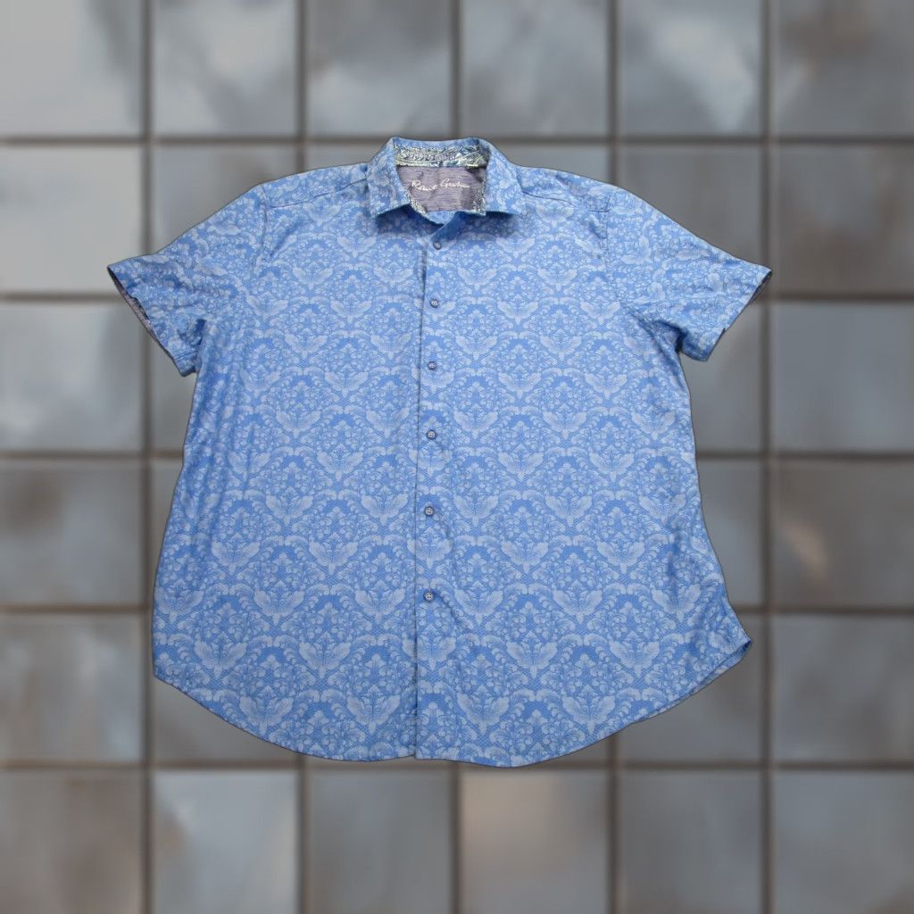 VINTAGE Robert Graham Shirt Mens 3XL Short Sleeve Cotton Floral