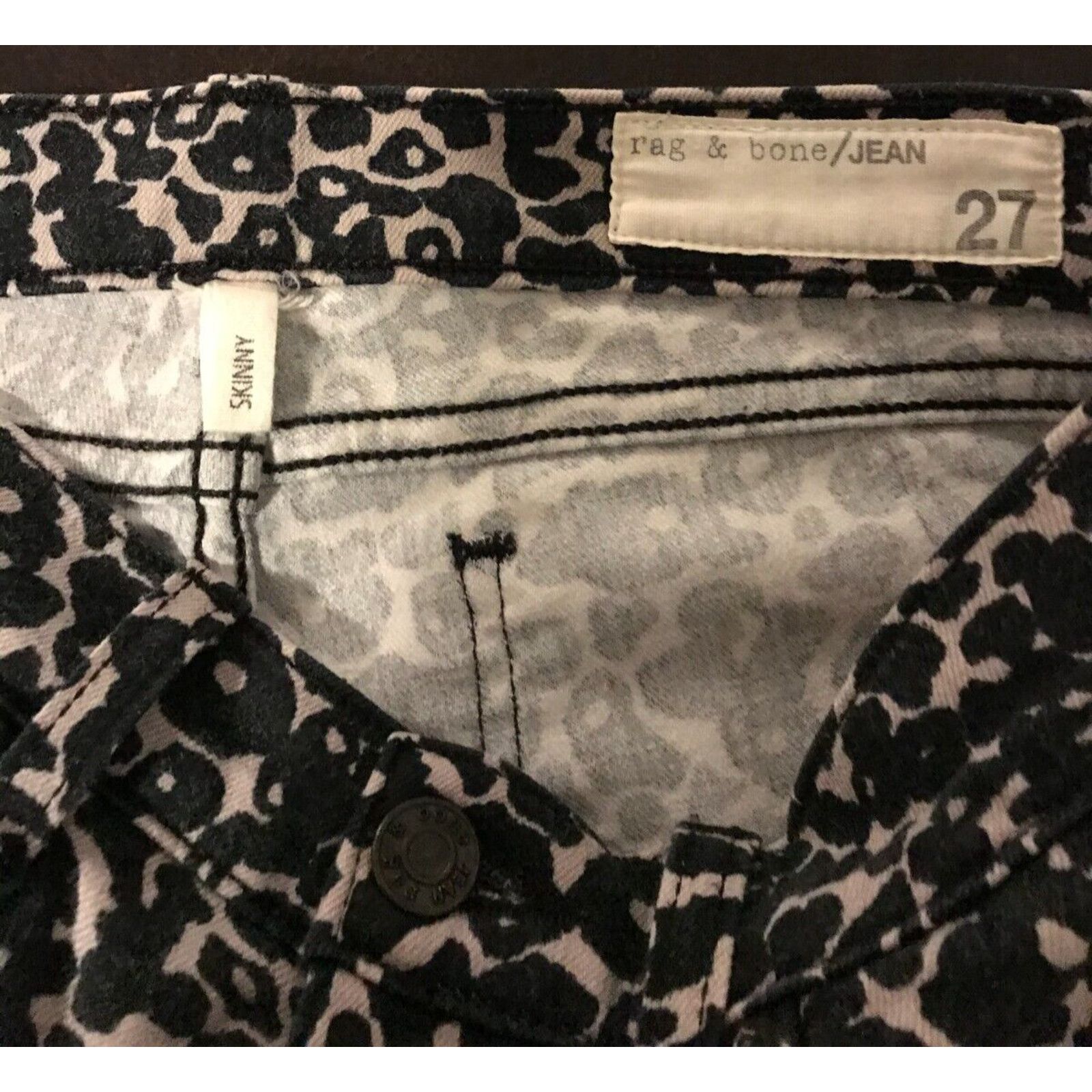 Rag & Bone Rag & Bone Skinny Amoeba Black/Brown Leopard Mid Rise Jeans Size 27" / US 4 / IT 40 - 4 Thumbnail