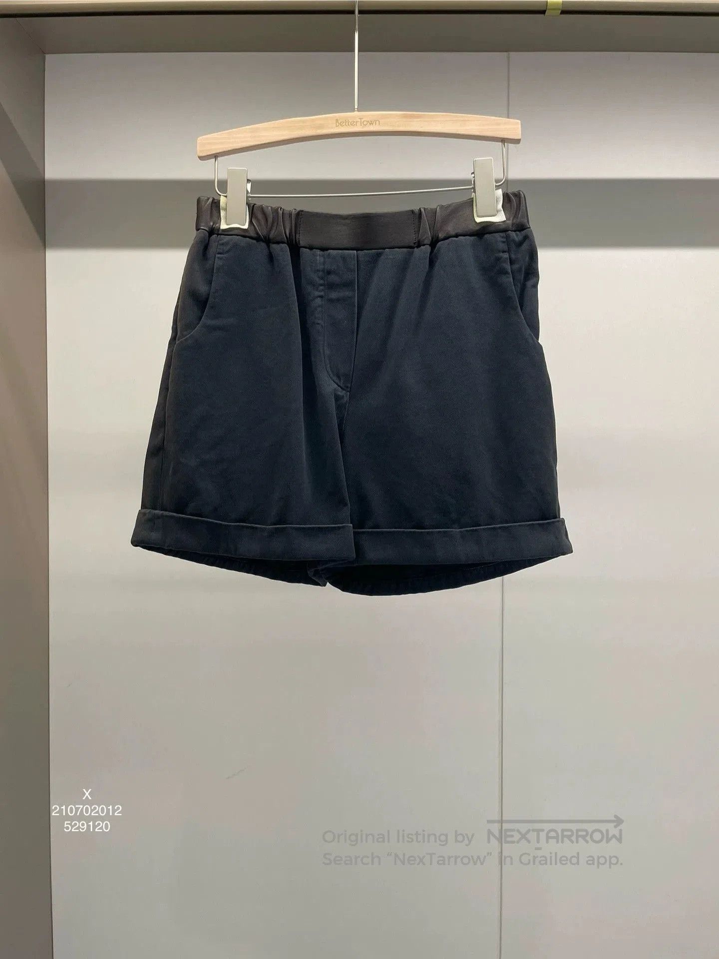 Brunello Cucinelli brunello cucinelli navy cotton leather shorts. Size US 38 / EU 54 - 1 Thumbnail