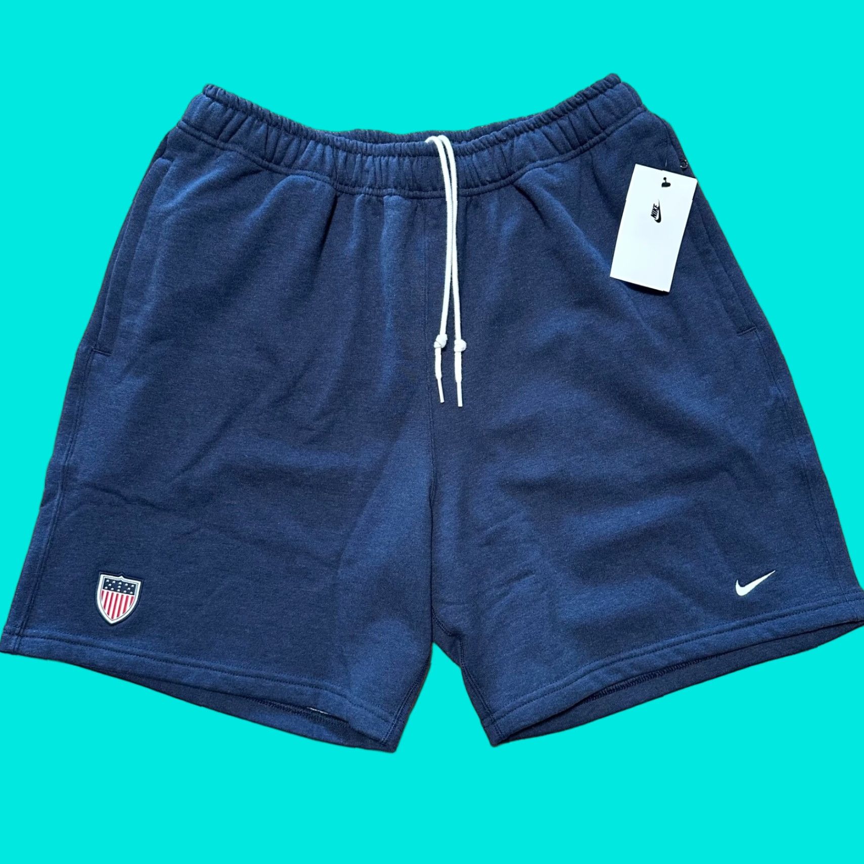 Nike Nike Lab Heavyweight Team USA Fleece Shorts Mens XL Navy Blue USA Theme Athletic 7 in Inseam Drawstring Size US 36 / EU 52 - 1 Thumbnail