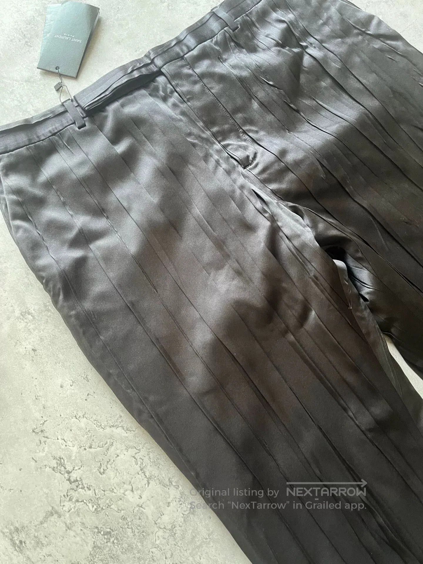 Saint Laurent Paris Saint Laurent Pleated Silk Black Trousers. Size US 30 / EU 46 - 4 Thumbnail
