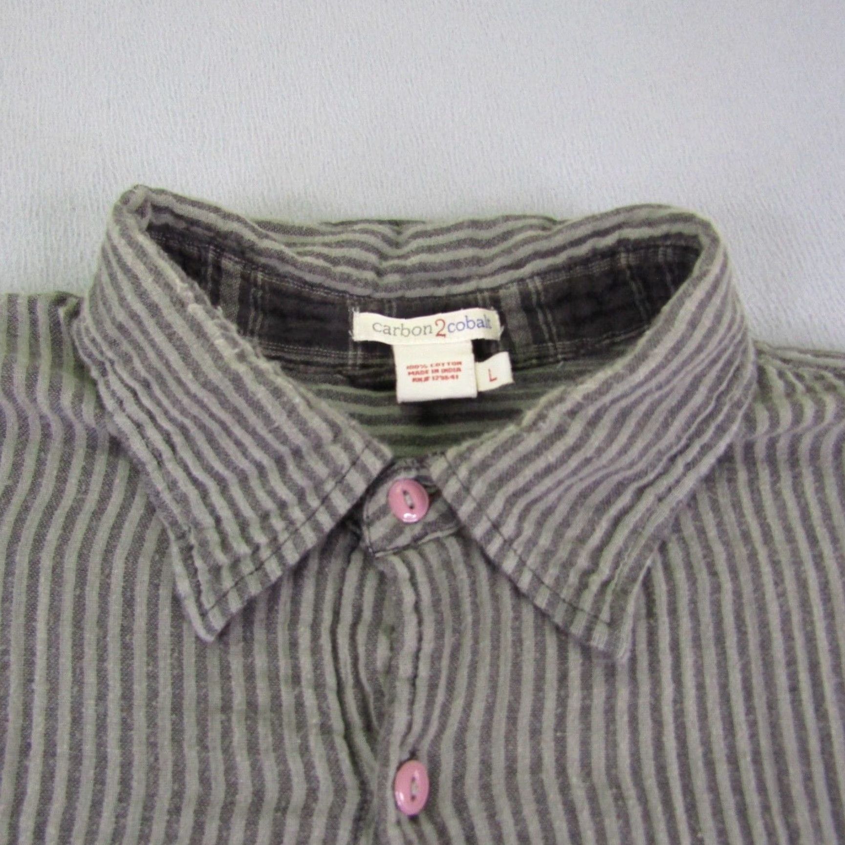 Carbon2Cobalt Carbon 2 Cobalt Mens Large Gray Striped Flannel Button Up Shirt Size US L / EU 52-54 / 3 - 2 Thumbnail