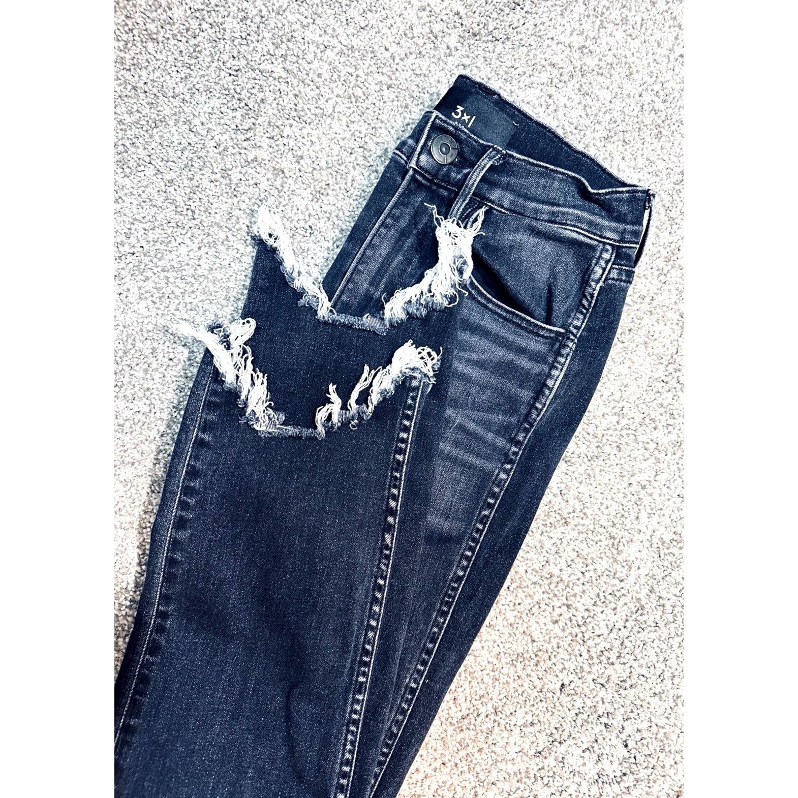3x1 3x1 NYC Elise Jeans Womens 24 Dark Wash Raw Hem Skinny Premi Size 24" / US 00 / IT 34 - 9 Thumbnail