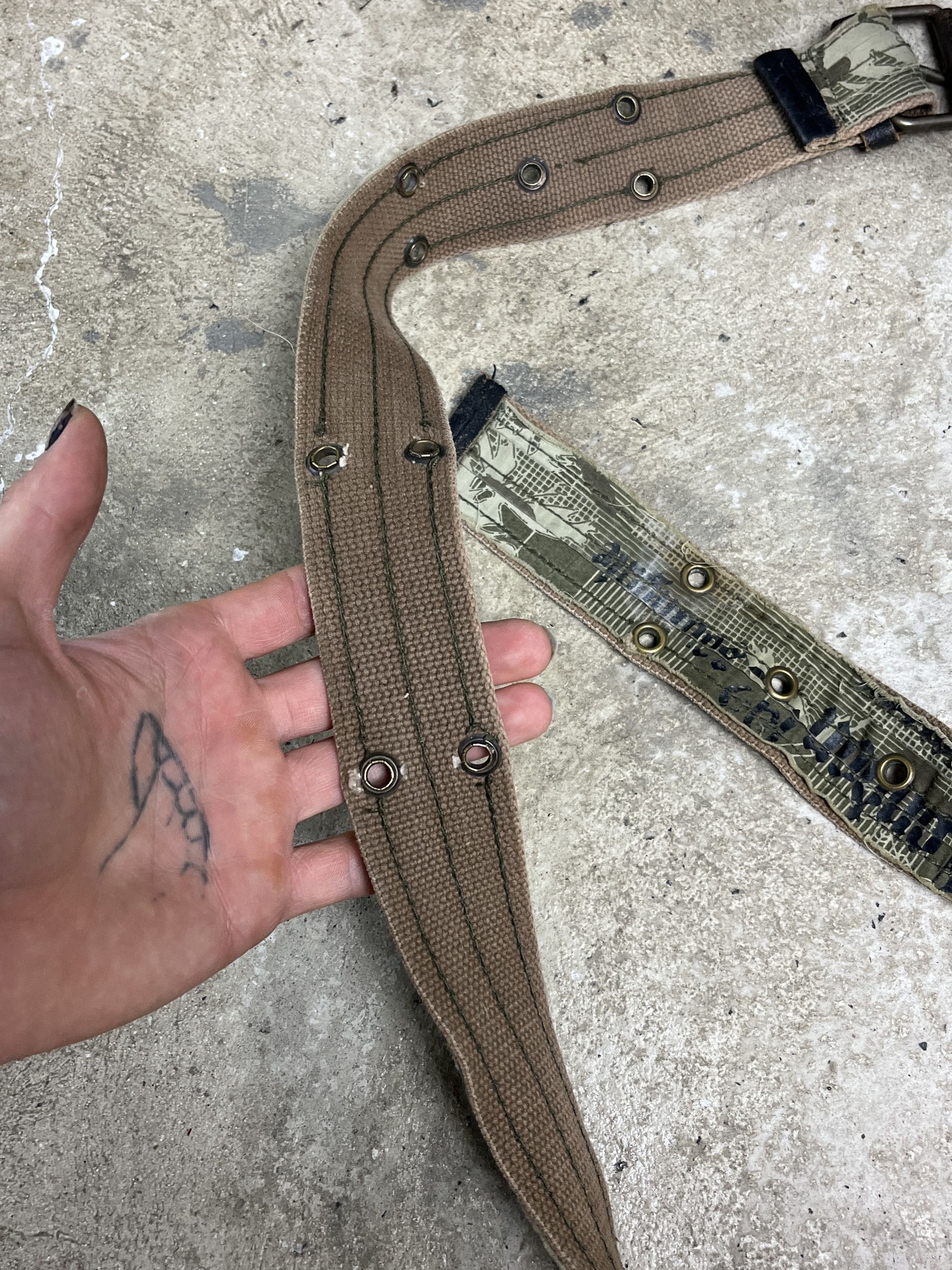 Vintage 2000s CAMO CANVAS MILITARY BELT - № 4506 Size ONE SIZE - 4 Thumbnail