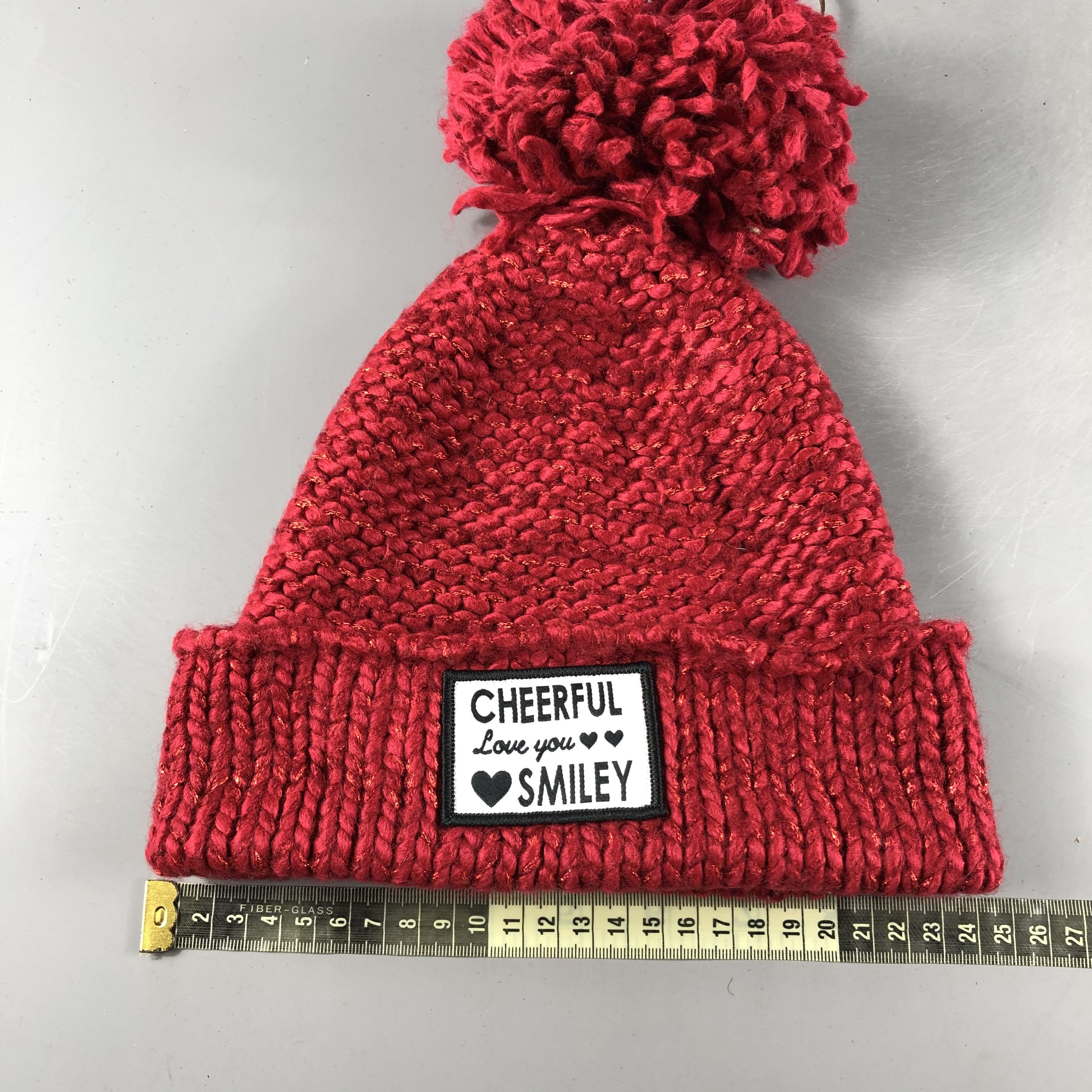 Vintage Womens Wording PomPom Beanie Snow Hat Snow Cap -D645 Size ONE SIZE - 4 Thumbnail