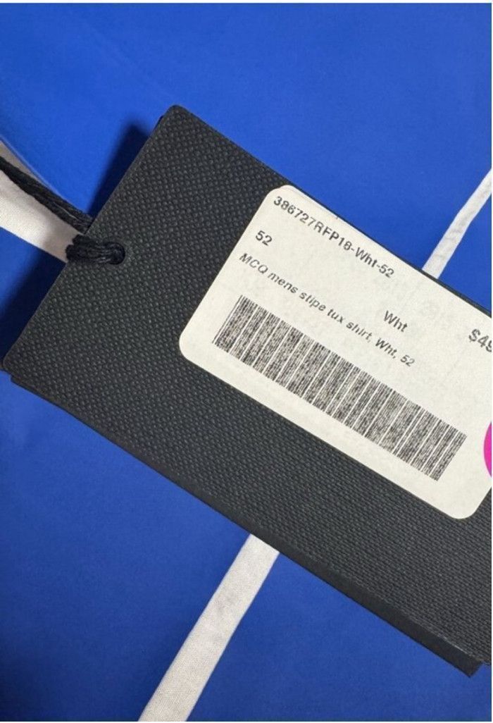 Alexander McQueen Alexander McQueen Blue Stripe Tux Shirt Sz 52 New With Tags Size US L / EU 52-54 / 3 - 12 Thumbnail