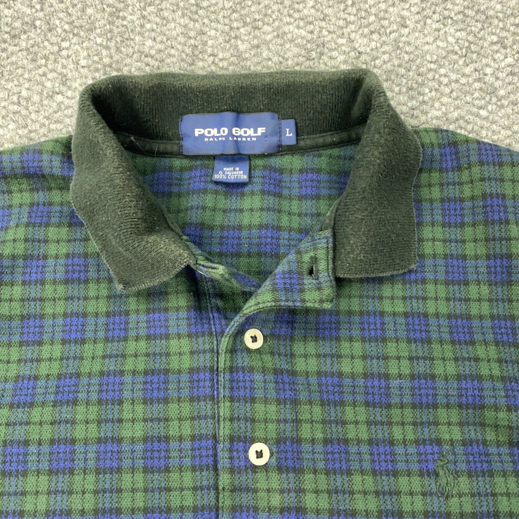 Polo Ralph Lauren VINTAGE Polo Ralph Lauren Golf Shirt Men Large Green Blue Plaid Cotton Short Sleeve All Seasons Size US L / EU 52-54 / 3 - 5 Thumbnail