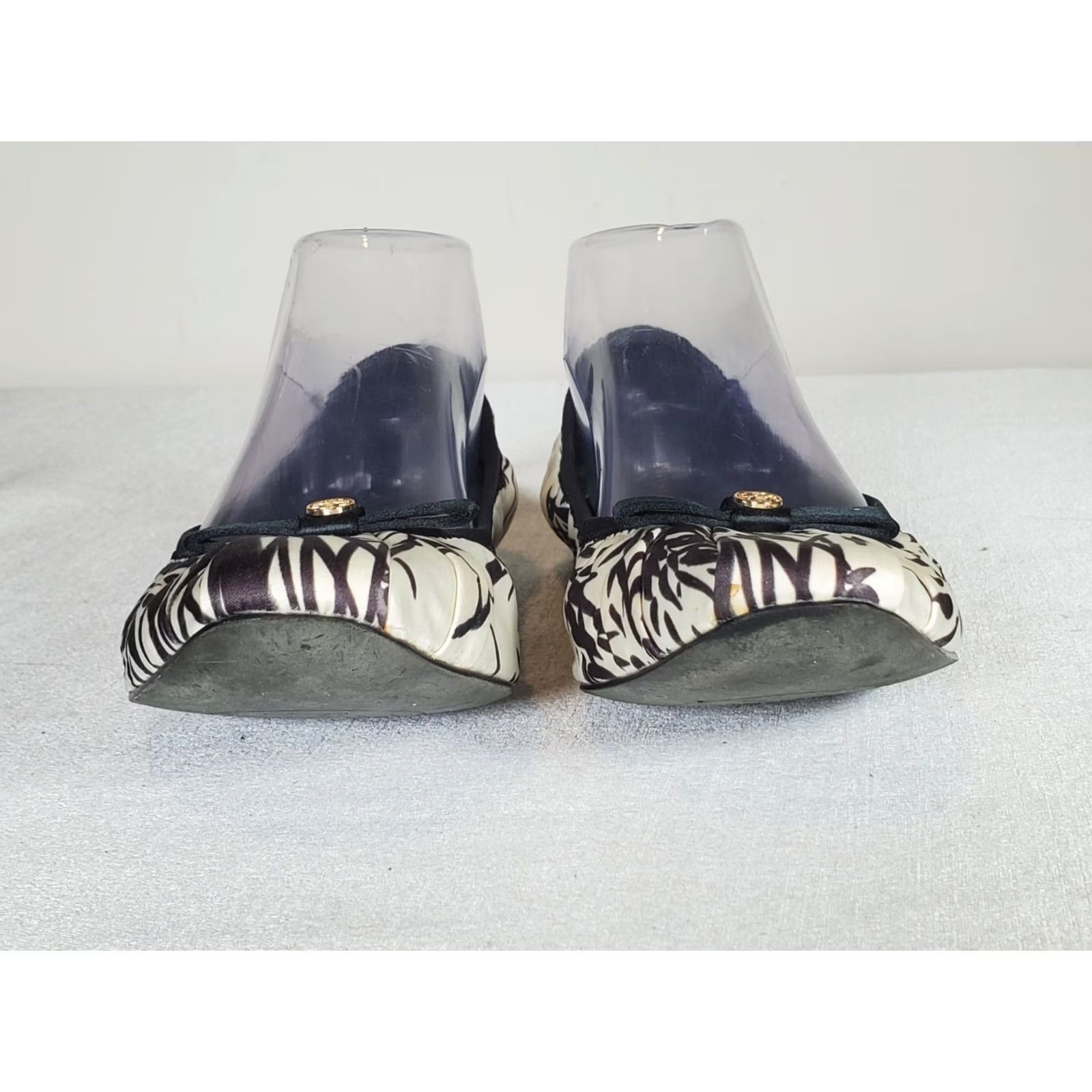Tory Burch Tory Burch Ally Ballet Printed Matte Satin Clancy Black 41128622 Flat US 10 M Women's Size US 10 / IT 40 - 6 Thumbnail