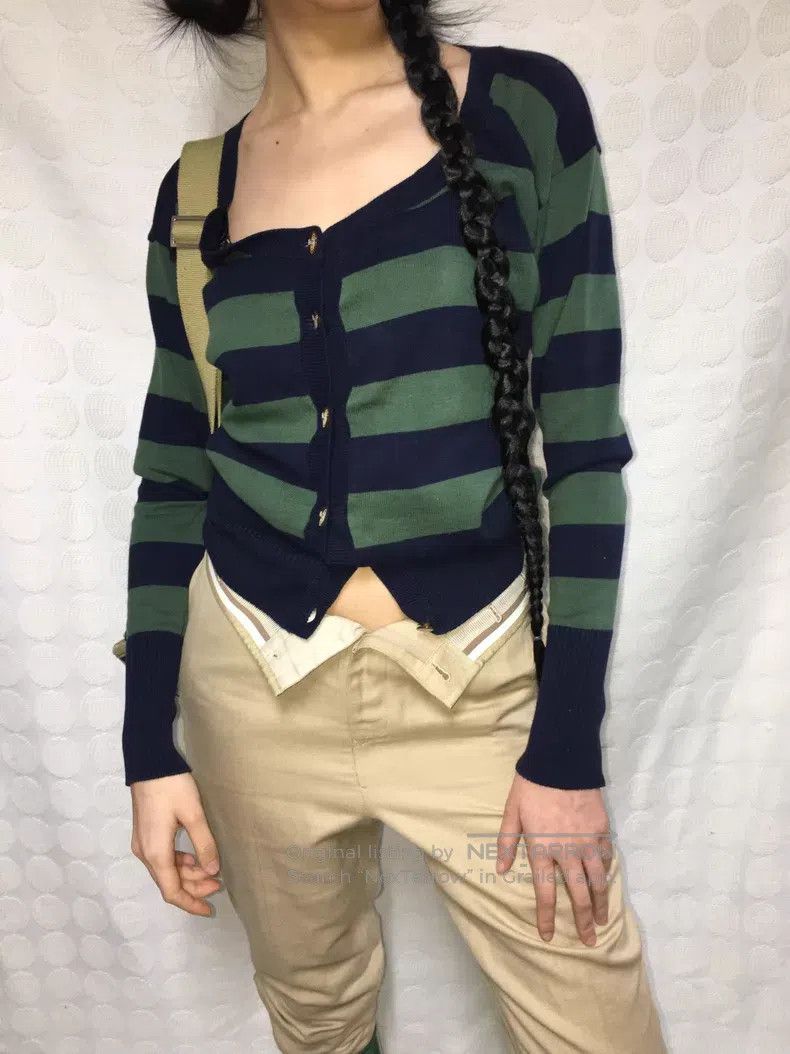 Vivienne Westwood Vivienne Westwood Skull and Saturn Green Striped Cardigan Size M / US 6-8 / IT 42-44 - 1 Thumbnail