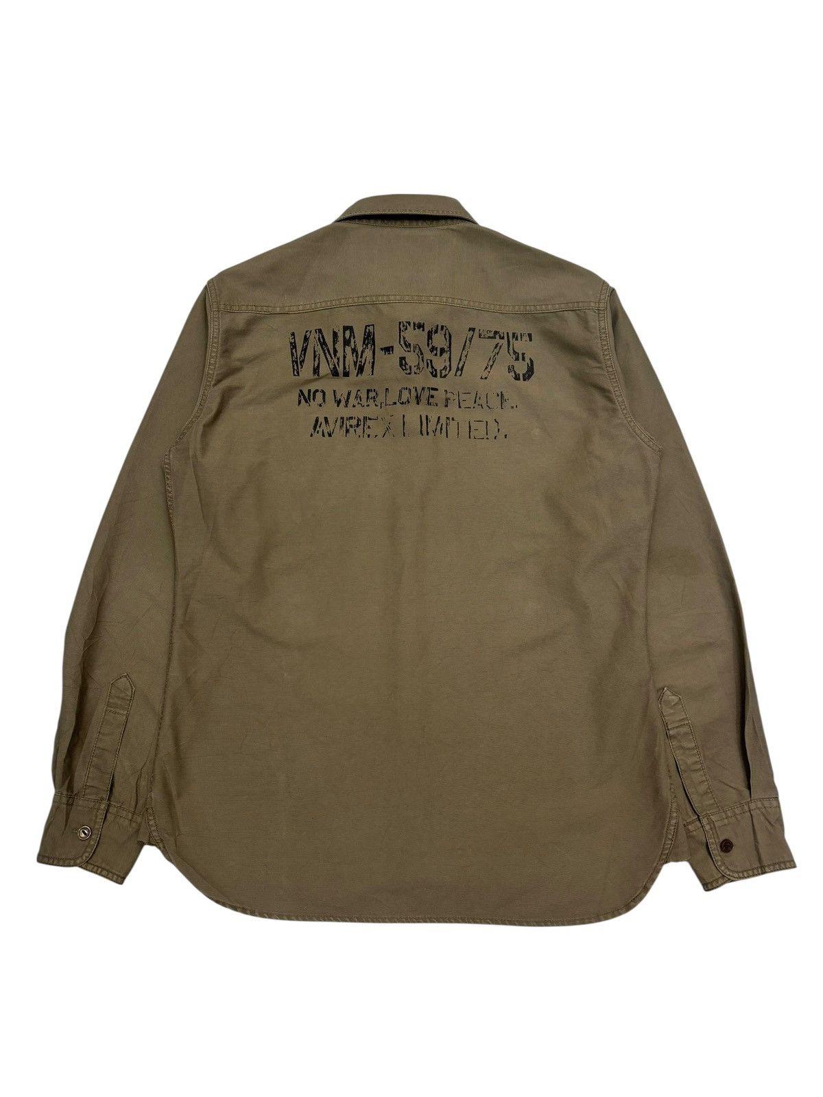 Aero Leathers AVIREX NO WAR🔥LOVE PEACE MILITARY BUTTON SHIRT Size US M / EU 48-50 / 2 - 1 Thumbnail