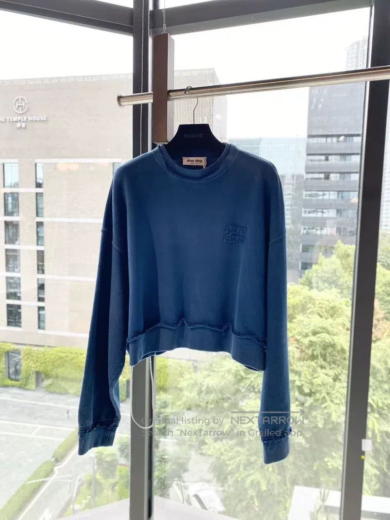 Miu Miu Miu Miu Size S Letter round neck pullover long sleeve sweat Size S / US 4 / IT 40 - 2 Thumbnail