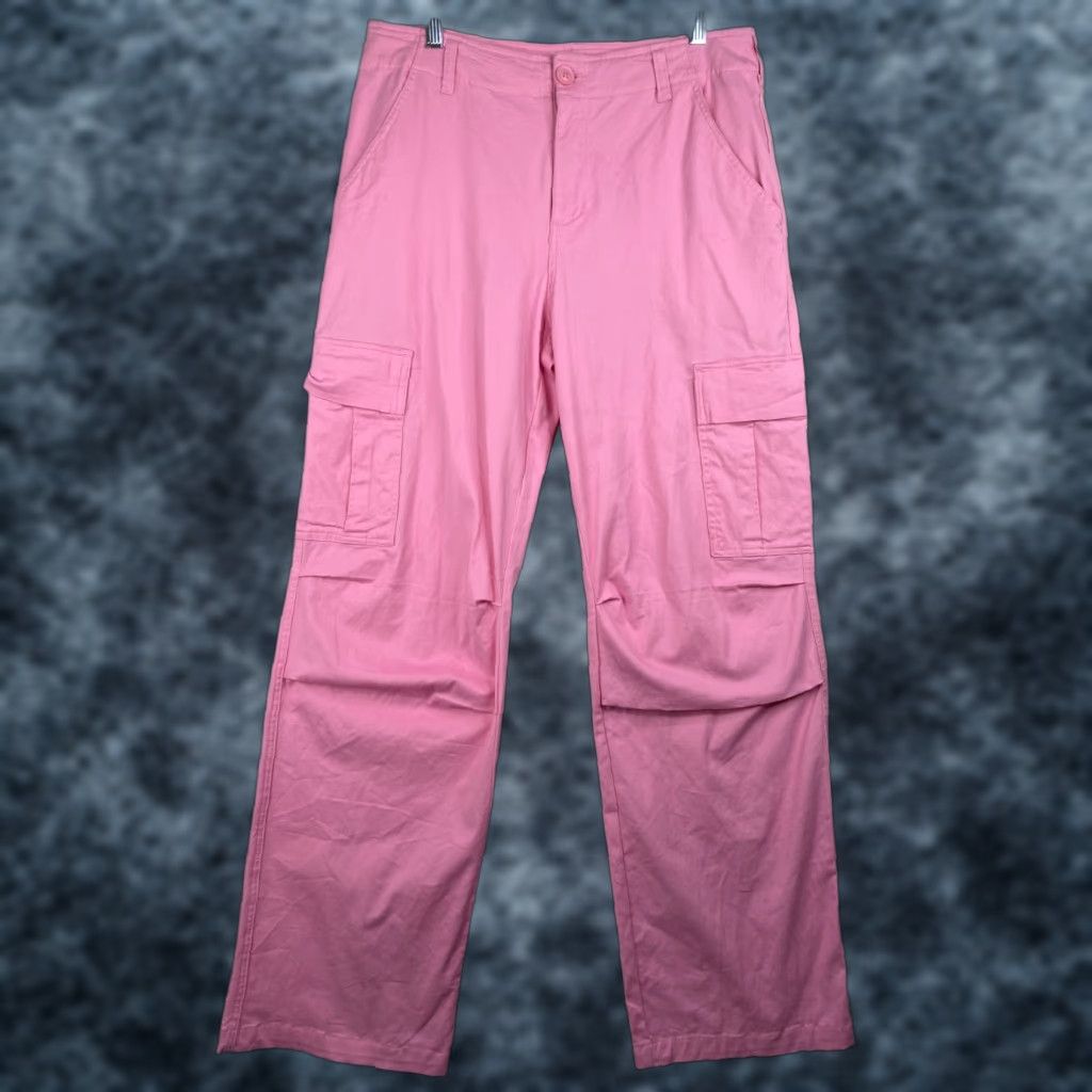 Vintage Altar'd State Women's Cargo Pants XL Pink High Rise Straight Stretch Casual NWT Size 40" / US 18 - 1 Thumbnail