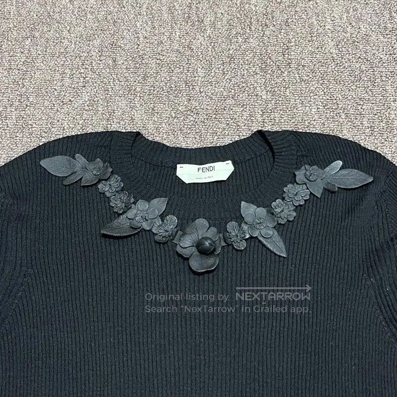 Fendi Fendi Black Floral Silk Blend Short Sleeve T-Shirt . Size M / US 6-8 / IT 42-44 - 2 Thumbnail