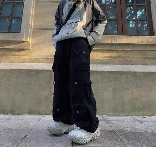 Japanese Brand × Vintage Retro heavy-duty multi-pocket loose wide-leg overalls Size US 32 / EU 48 - 2 Thumbnail