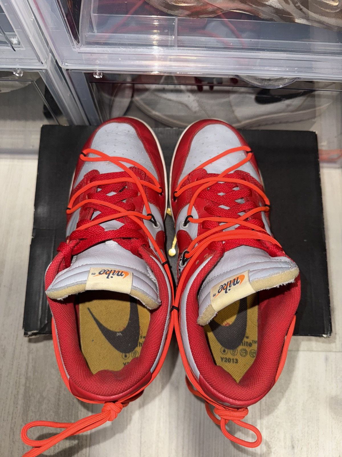 Nike × Off-White Off-White Nike Dunk Low University Red Size US 8 / EU 41 - 6 Thumbnail