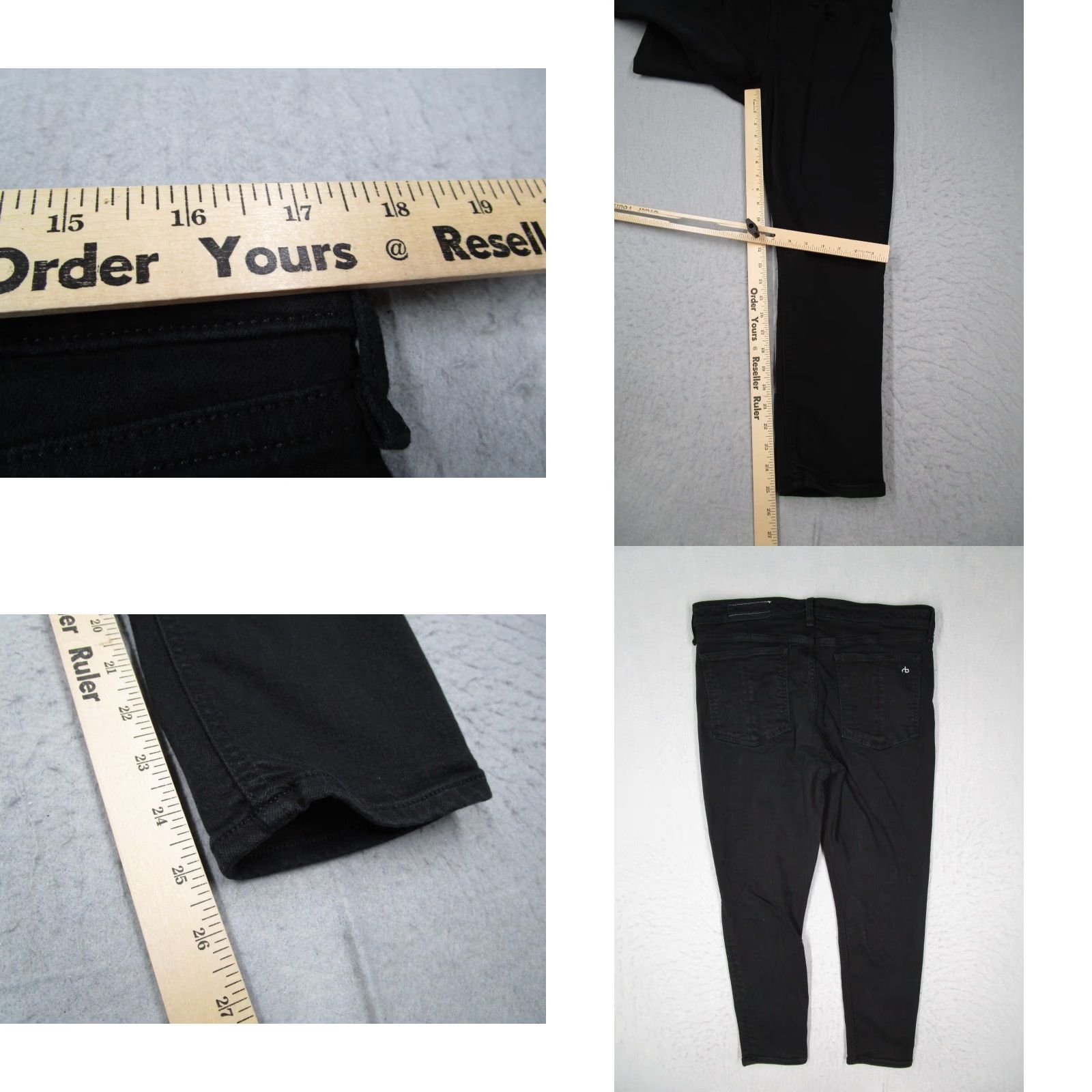 Rag & Bone VINTAGE Rag & Bone Women's Skinny Jeans Black Mid Rise Ankle Denim 34x25 5-Pocket Tapered Size 24" / US 00 / IT 34 - 8 Thumbnail