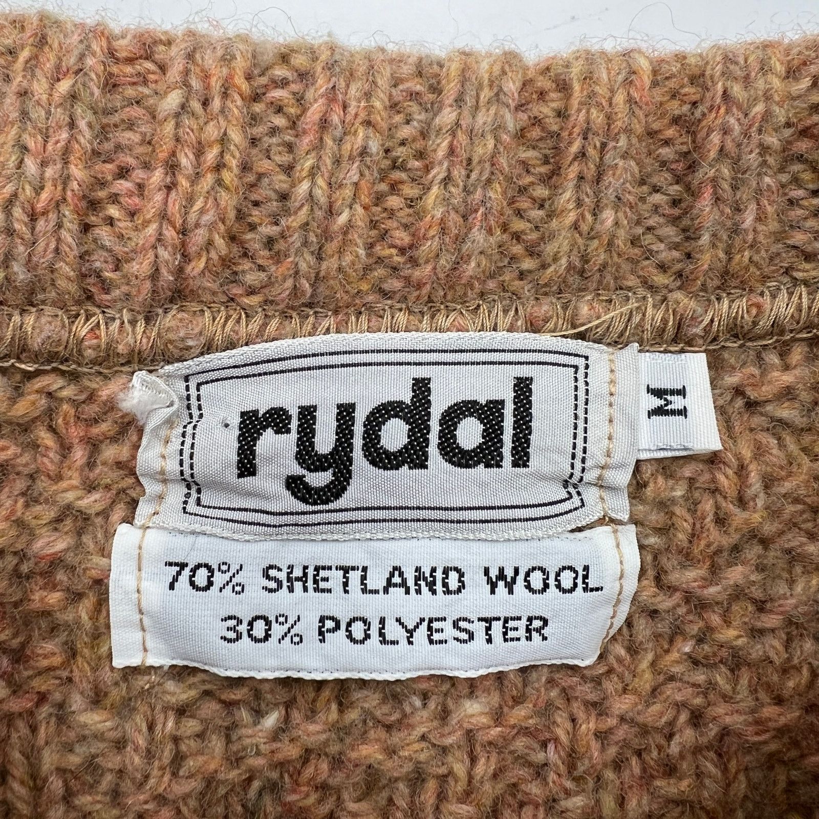 Vintage Vintage Shetland Wool Crewneck Sweater Striped Tan Ivory Size US M / EU 48-50 / 2 - 3 Thumbnail