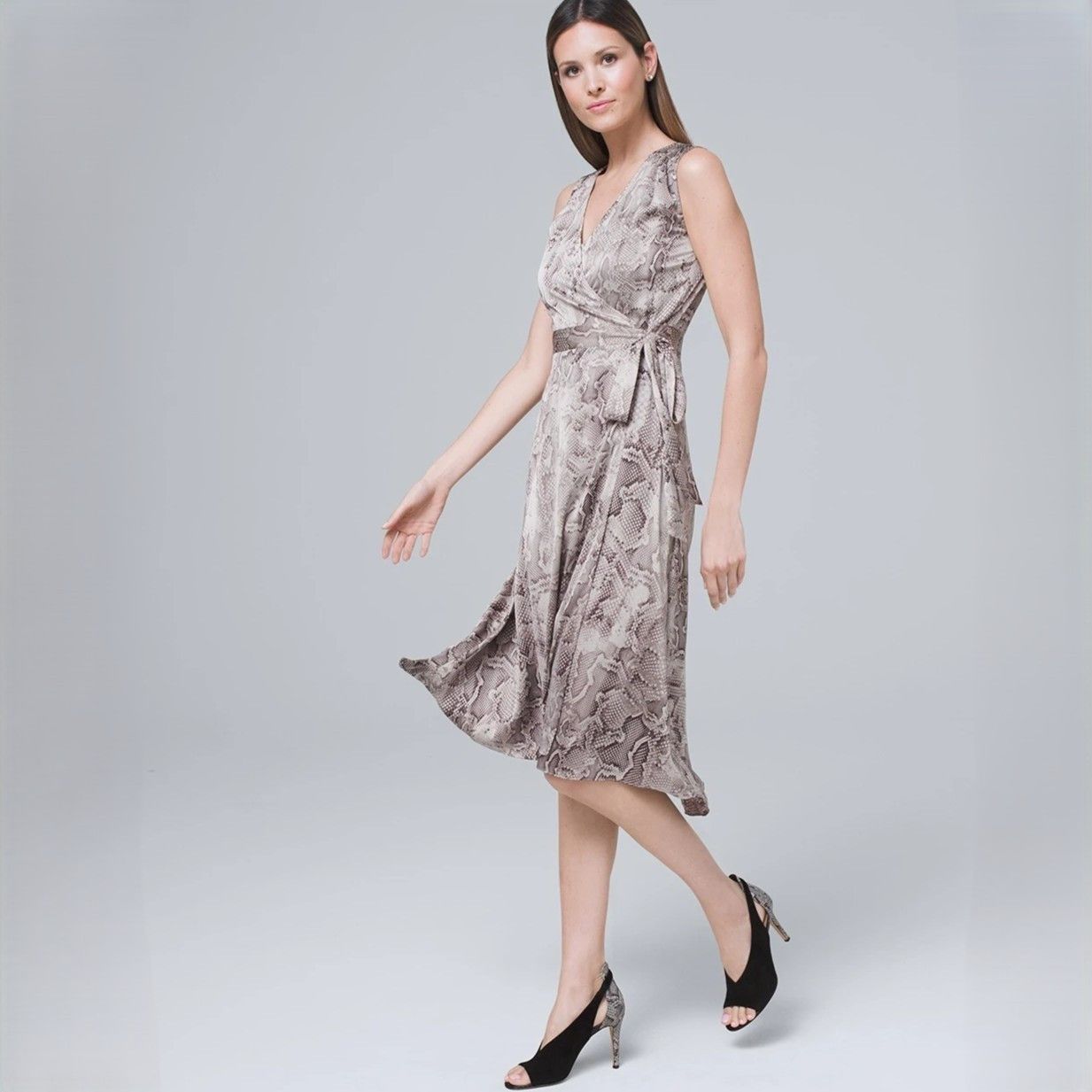 White House Black Market Snake Print Hi-low Wrap Dress in size US 8 Size M / US 6-8 / IT 42-44 - 9 Thumbnail