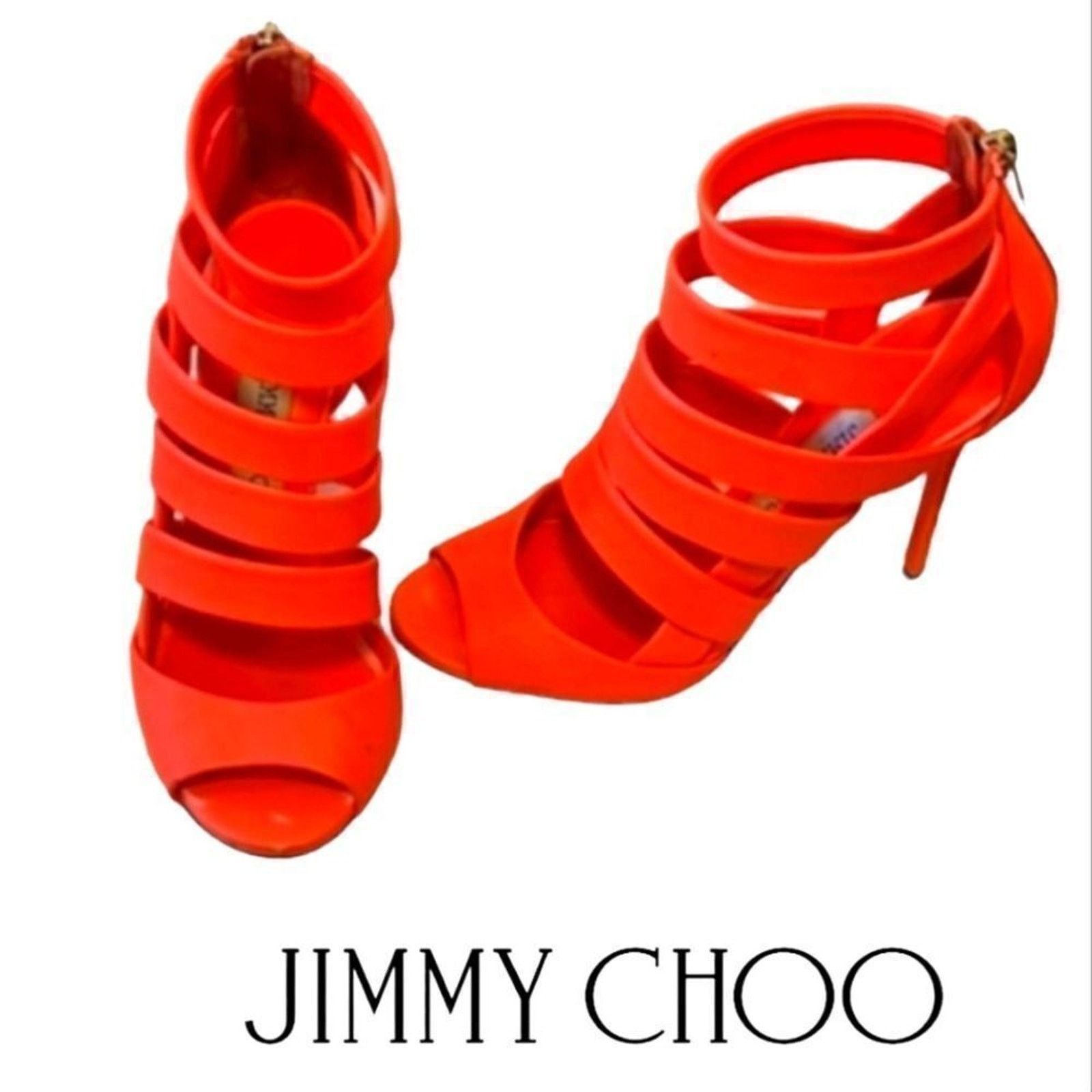 Jimmy Choo Jimmy Choo Damsen Neon Flame Nappa Leather Sandals Heels 6.5 Size US 6.5 / IT 36.5 - 2 Thumbnail