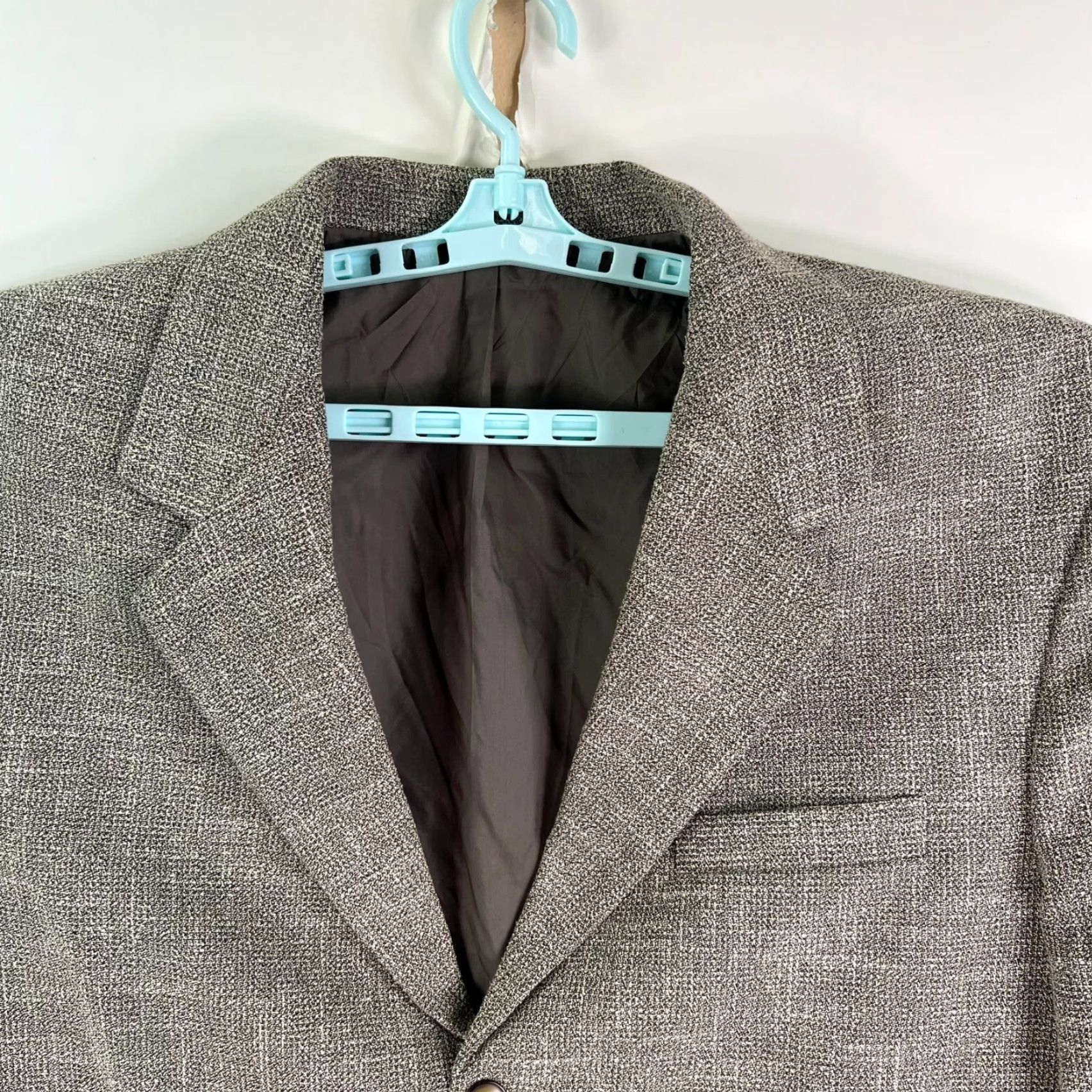 Vintage Jay Jacobs Blazer Shirt Mens 2XL Gray Tweed Texture Notch Single-Breasted Three-Button Jacket Casual Business Party/Cocktail Travel Sports Size 48R - 3 Thumbnail