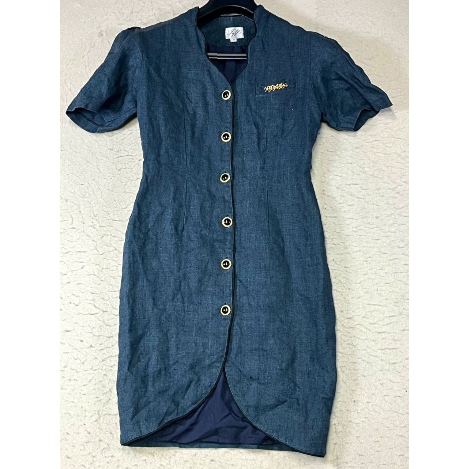 Etro VINTAGE Tiff's Dress Womens Size 9 Blue Midi Capsule Classic Button Up Retro Shift Lined Size M / US 6-8 / IT 42-44 - 2 Thumbnail