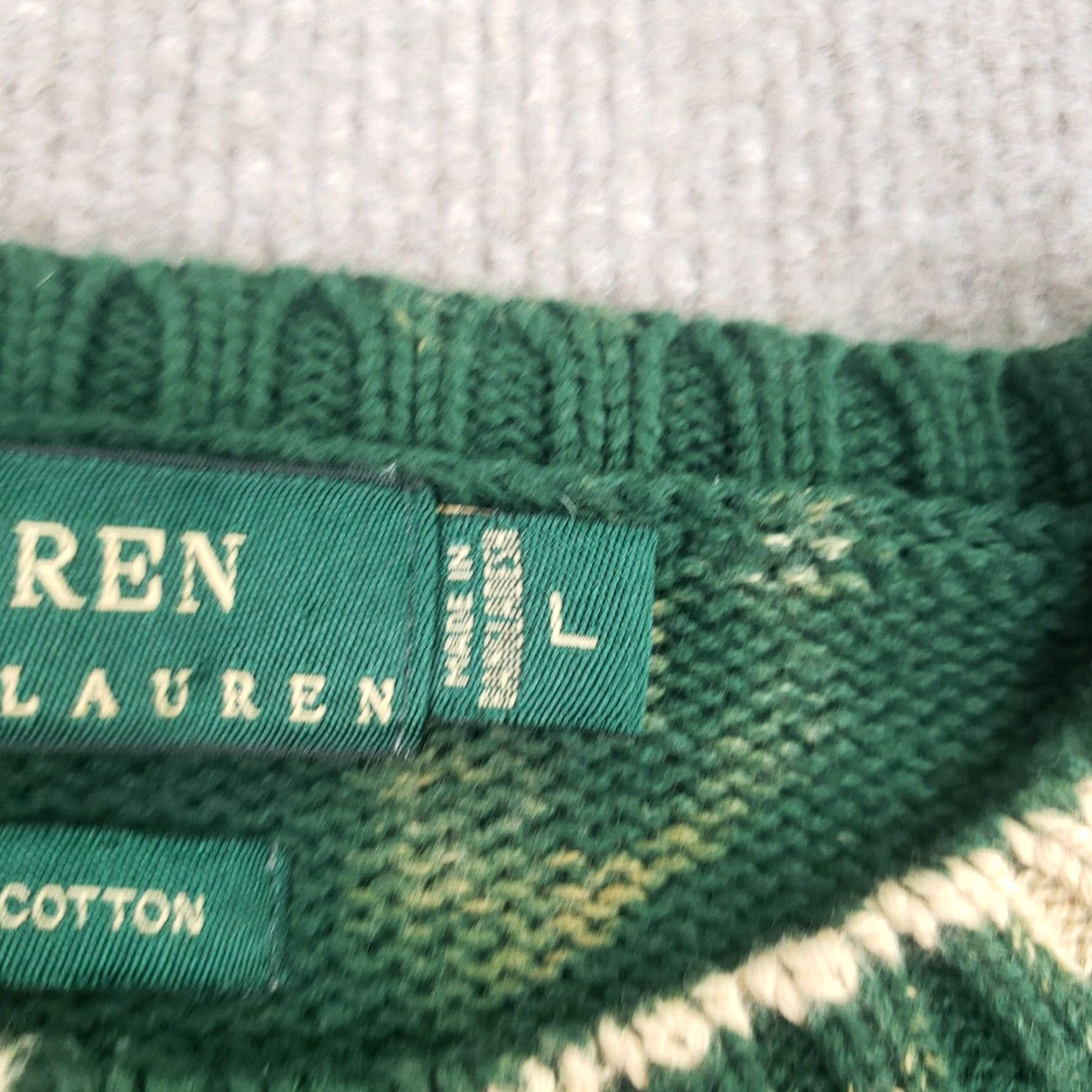 Ralph Lauren Lauren Ralph Lauren Sweater Mens Large Green Crew Neck Long Sleeve Pony Bleached Size US L / EU 52-54 / 3 - 6 Thumbnail