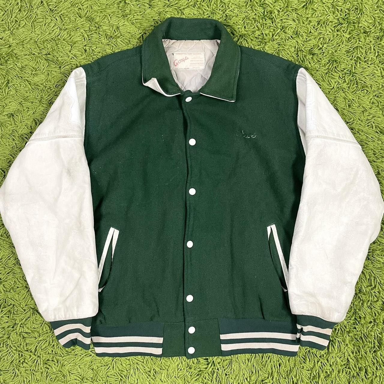 Vintage Vintage Varsity Wool Genuine Leather Jacket Size US L / EU 52-54 / 3 - 1 Thumbnail