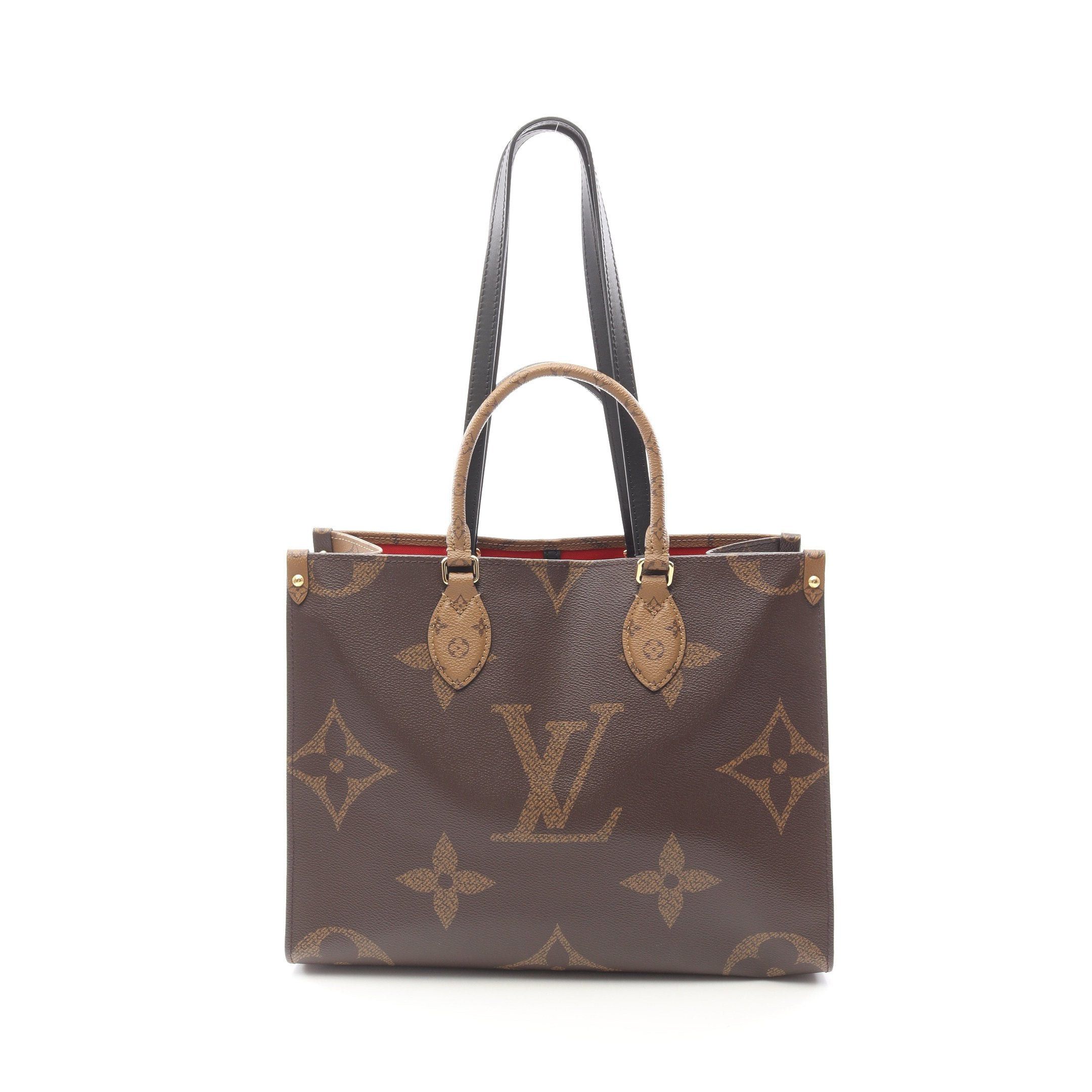 Louis Vuitton Louis Vuitton On-The-Go Mm Monogram Giant Reverse Shoulder Bag Tote Leather Brown Beige Size ONE SIZE - 1 Thumbnail