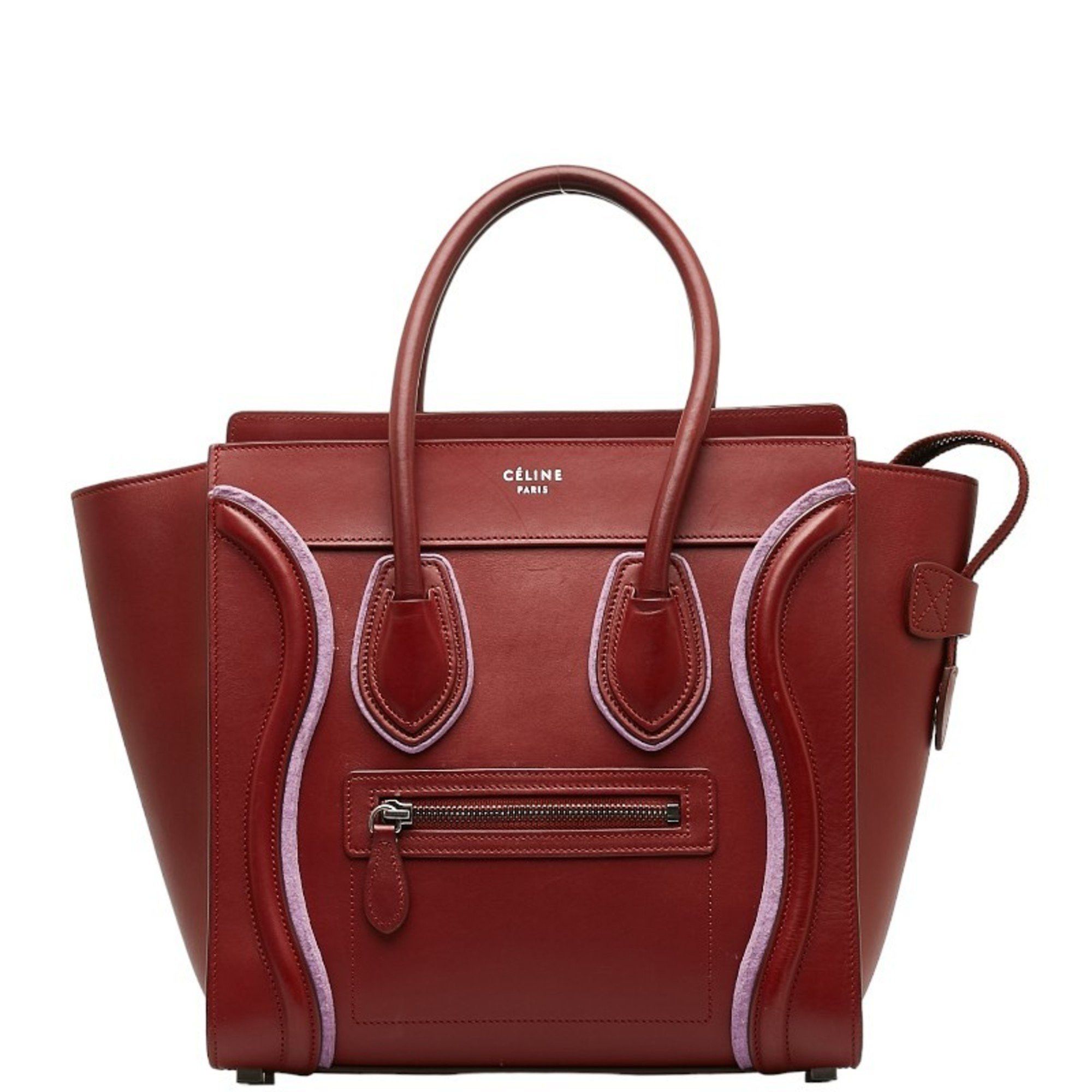 image of Celine Luggage Micro Shopper Handbag Red Leather Women's in Red Color