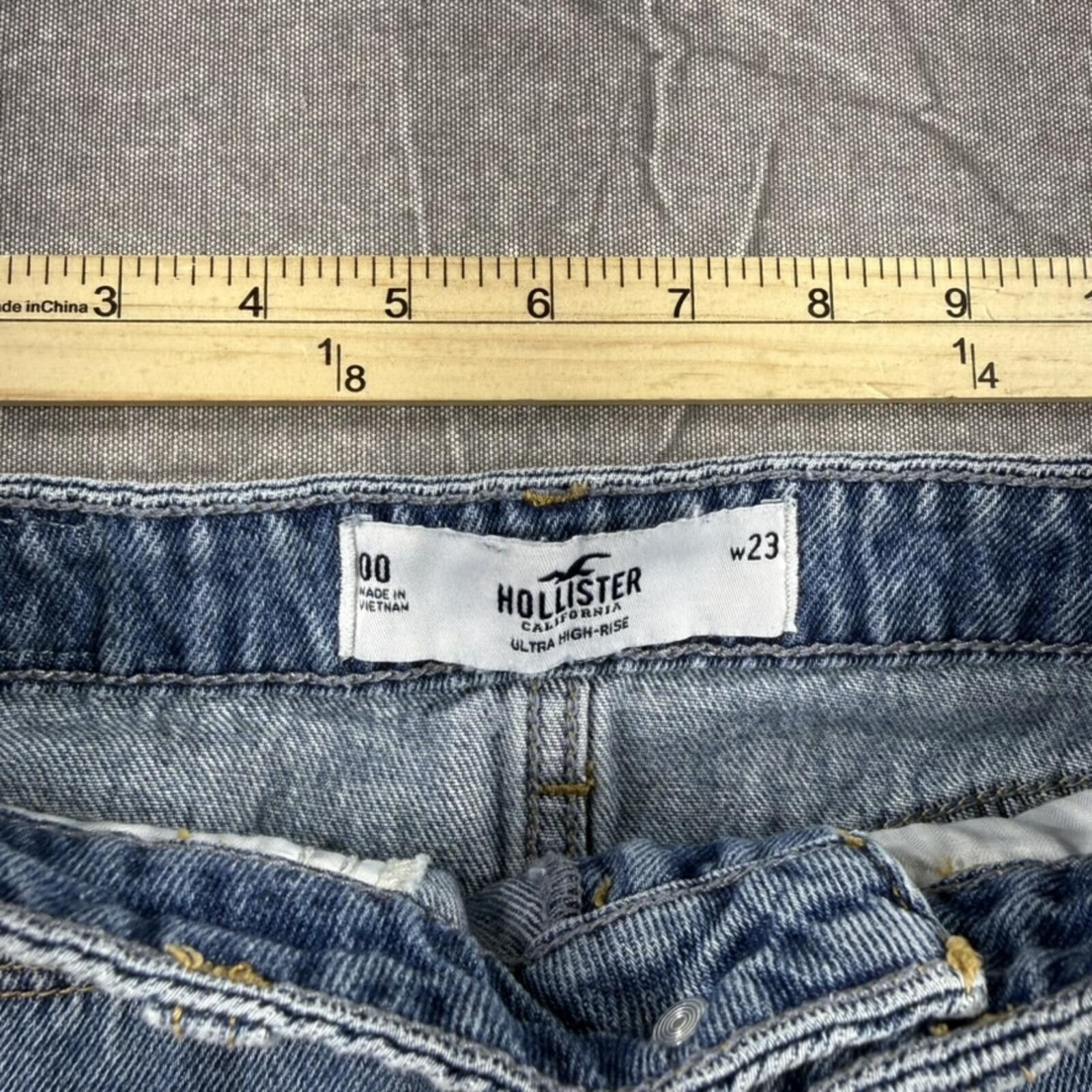 Hollister Hollister Skirt Women's 0 Blue Ultra High Rise Distressed Size 23" - 3 Thumbnail
