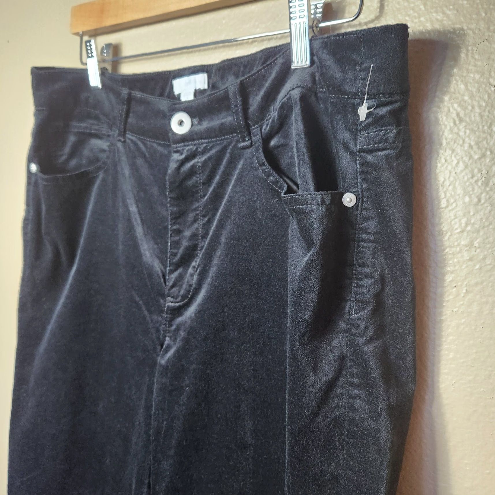 J. Jill J. Jill Black Velveteen High Rise Straight Leg 5 Pocket Pants-Size 16 (NWOT) - Women's Pant, Black, 5 Pocket, High Rise, Straight, NWOT Size 38" / US 16 / IT 52 - 3 Thumbnail