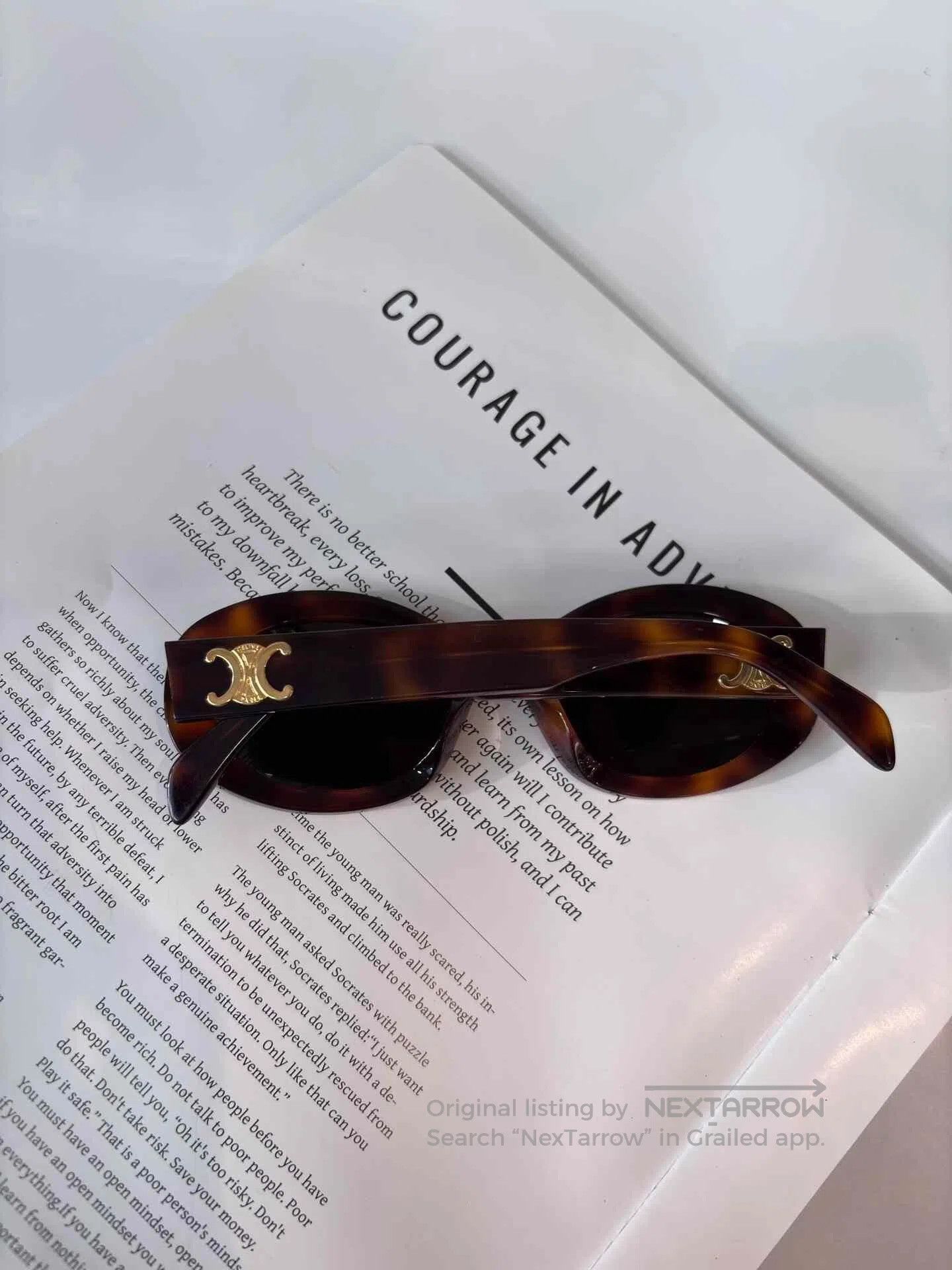 Celine Celine Tortoiseshell Triomphe Sunglasses. Size ONE SIZE - 7 Thumbnail