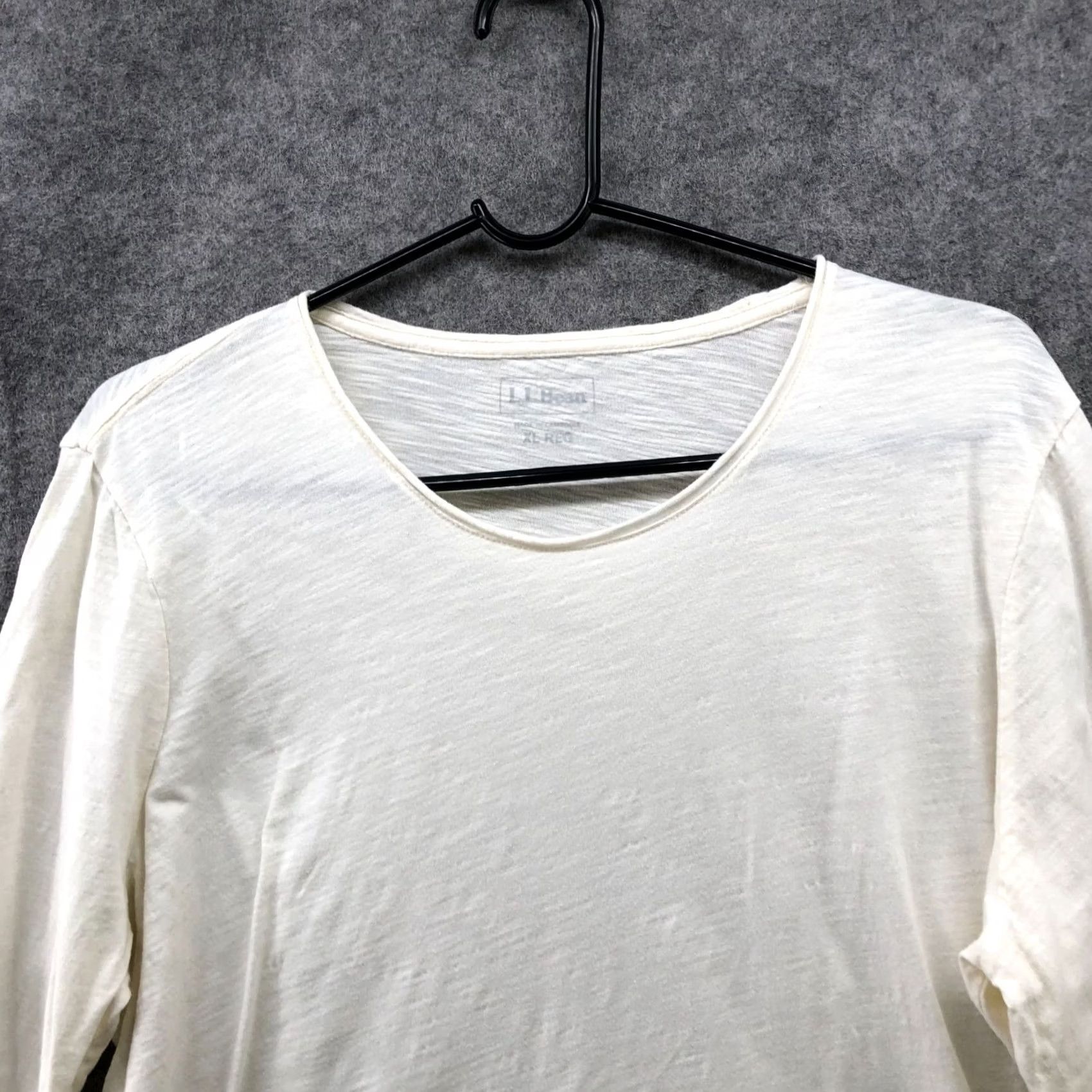 Vintage L.L. Bean Long Sleeve T Shirt Womens XL Ivory Crewneck Cotton Slub Knit Shirt Mens? Size XL / US 12-14 / IT 48-50 - 3 Thumbnail