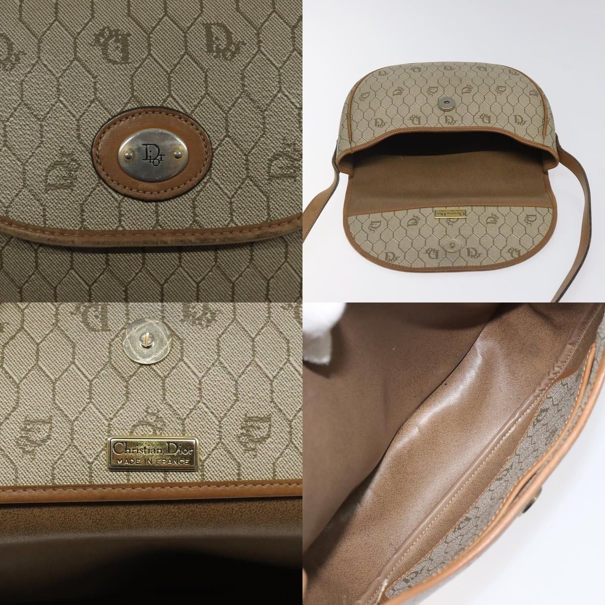 Dior DIOR Honeycomb Canvas Shoulder Bag Pvc Beige Gold Size ONE SIZE - 11 Thumbnail