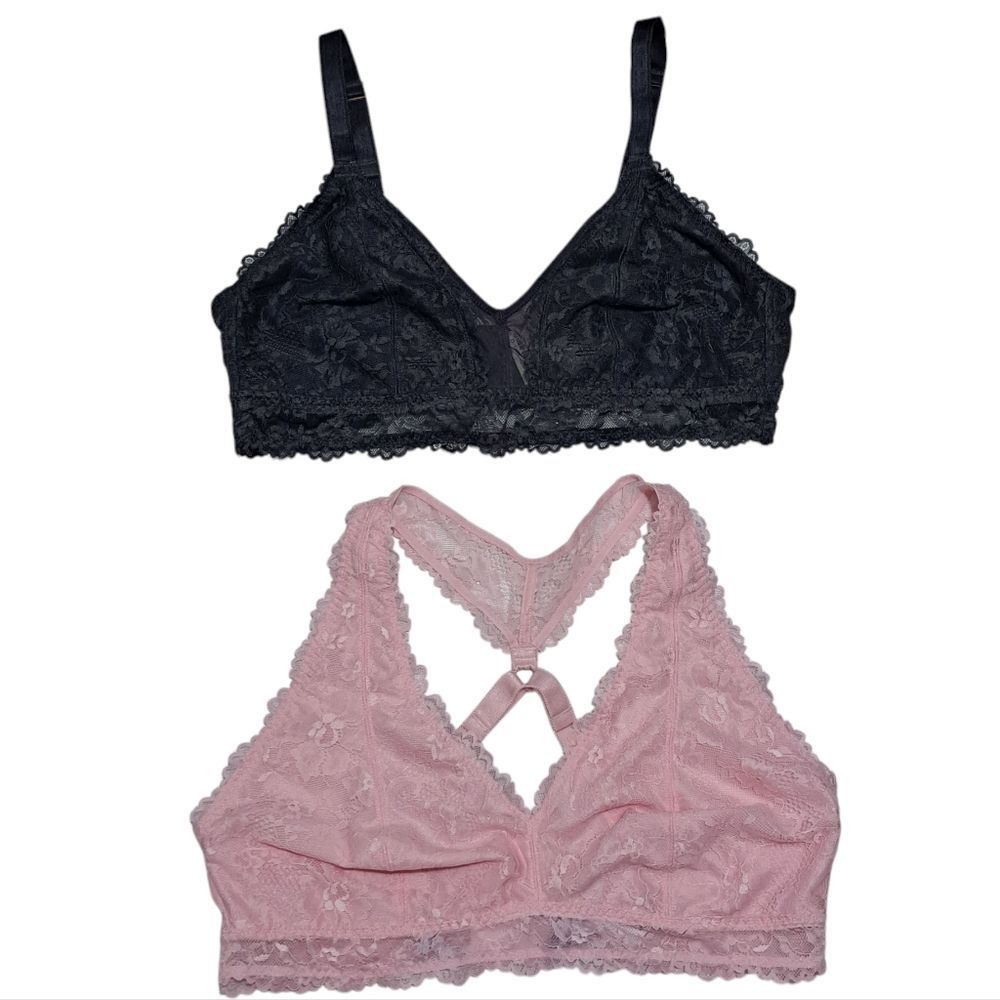 Other Savage X Fenty Floral Lace Bralette Racerback Pink/ Black Bra 1X NWT Size XXL / US 16-18 / IT 52-54 - 1 Thumbnail