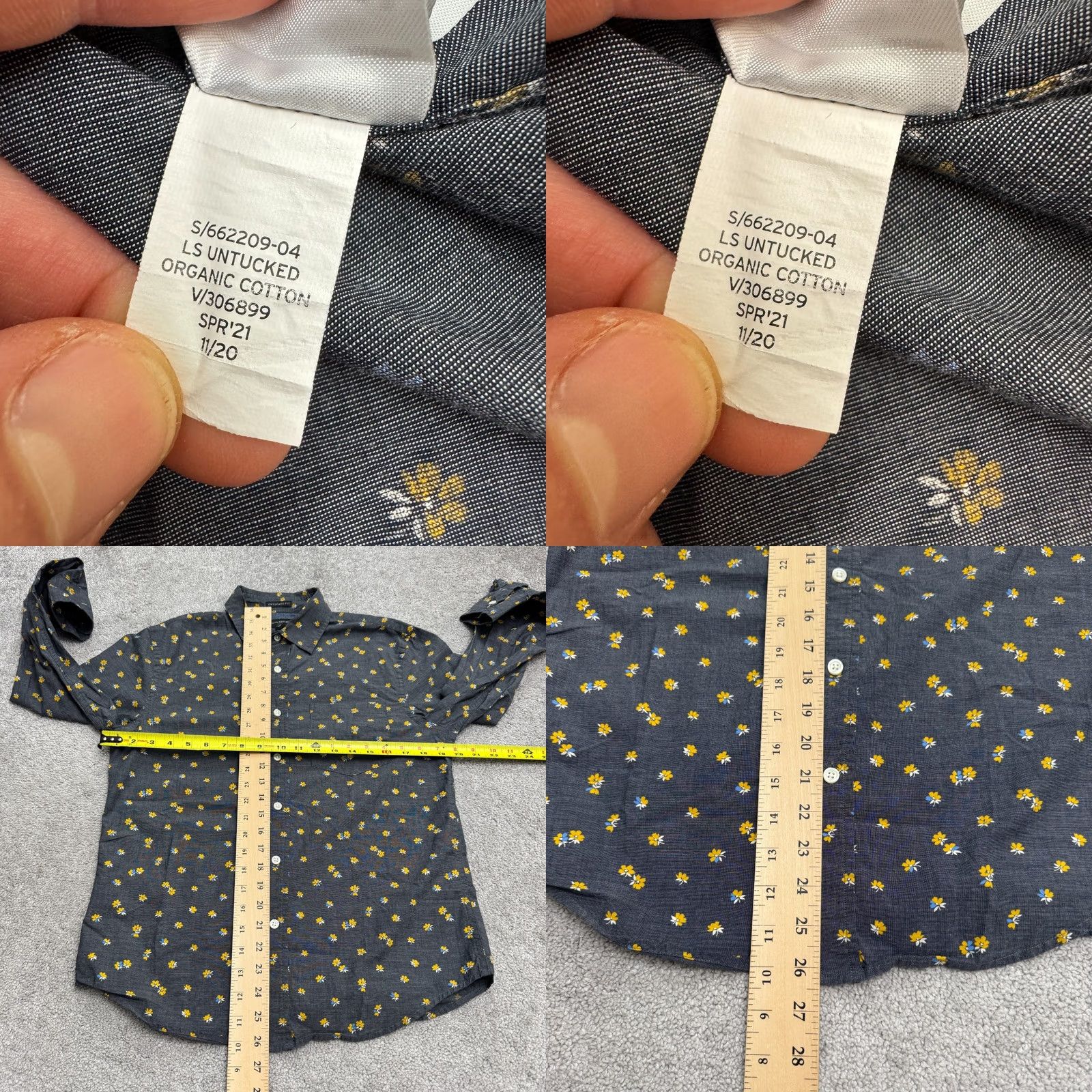 Banana Republic VINTAGE Banana Republic Floral Button-Down Shirt Mens Small Gray Yellow Size US S / EU 44-46 / 1 - 8 Thumbnail
