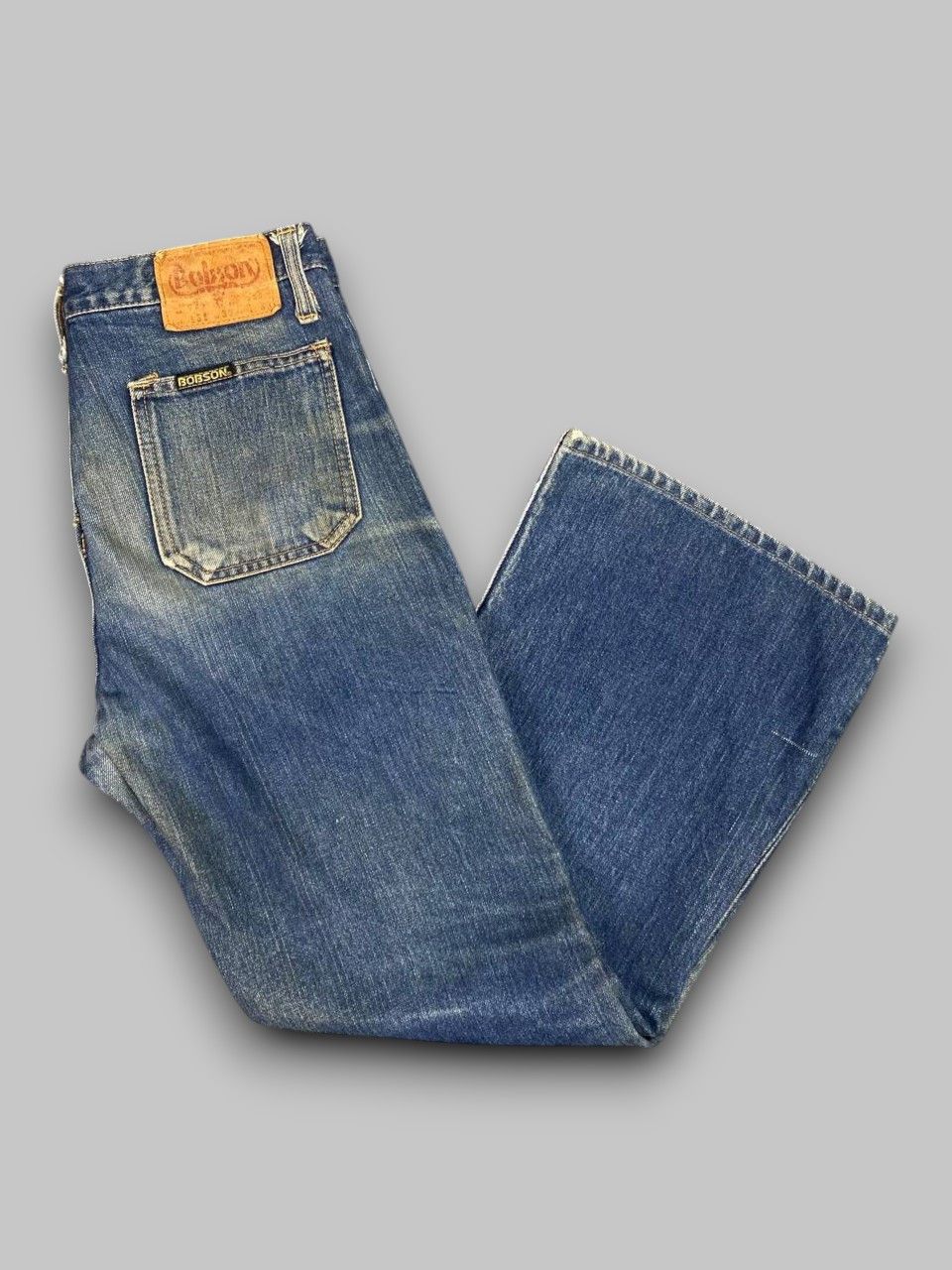 Japanese Brand vintage bobson super flare bootcut denim nice design Size US 31 - 1 Thumbnail