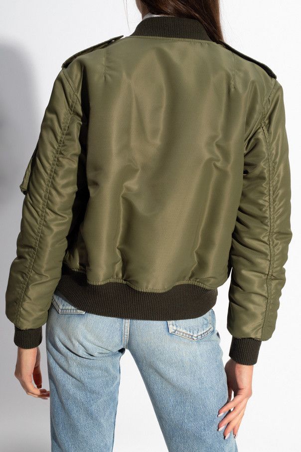 Saint Laurent Paris o1s1wg111224 Nylon Bomber Jacket in Dark Green Size L / US 10 / IT 46 - 6 Thumbnail