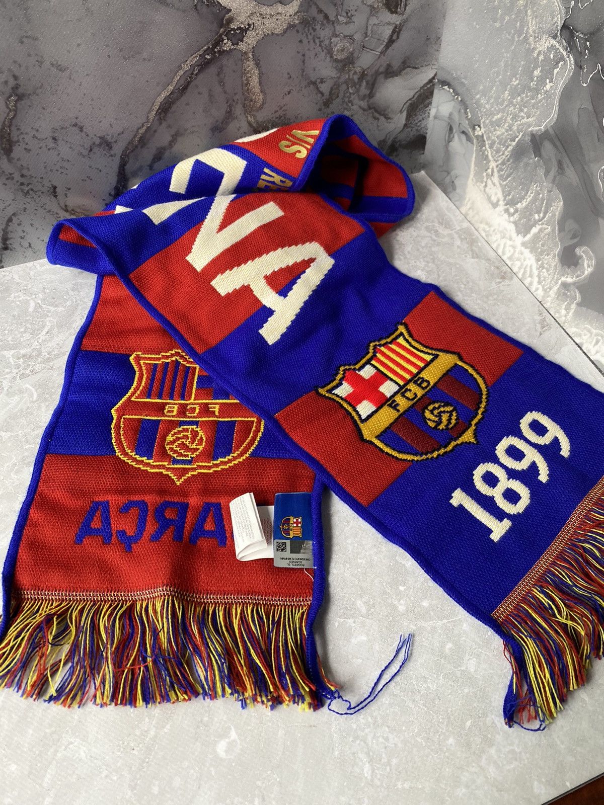 Vintage FC Barcelona Força Barça Scarf - Authentic Fan Gear Size ONE SIZE - 1 Thumbnail