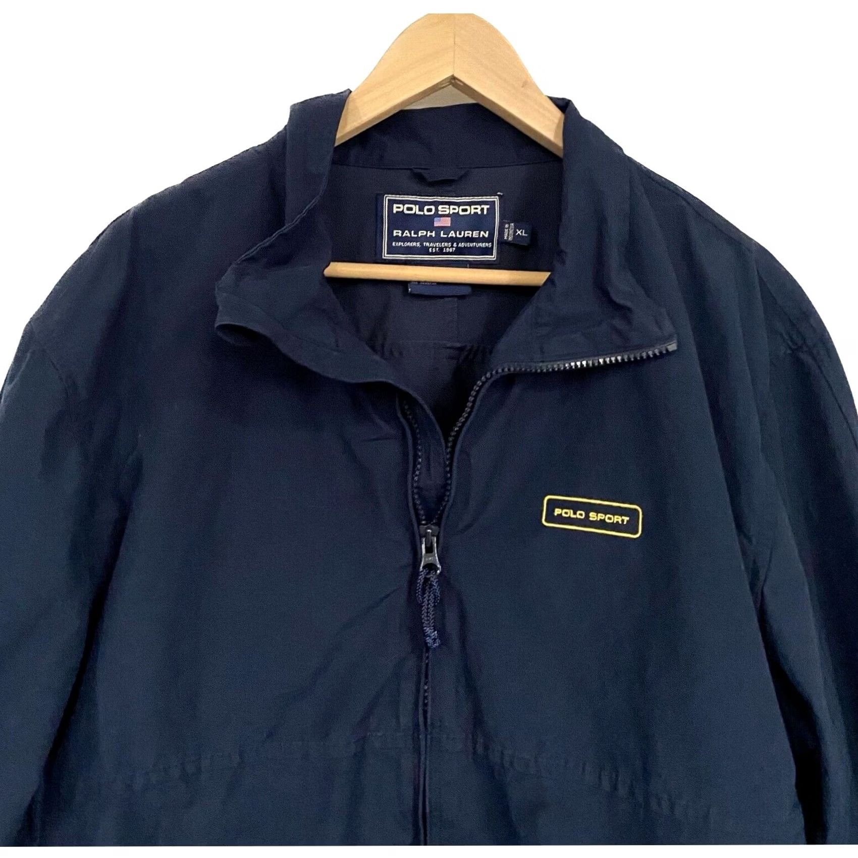 Ralph Lauren VINTAGE Polo Sport Ralph Lauren Jacket Windbreaker Full Zip XL Navy Blue Cotton Nylon Zip Pockets Mens Size US XL / EU 56 / 4 - 4 Thumbnail