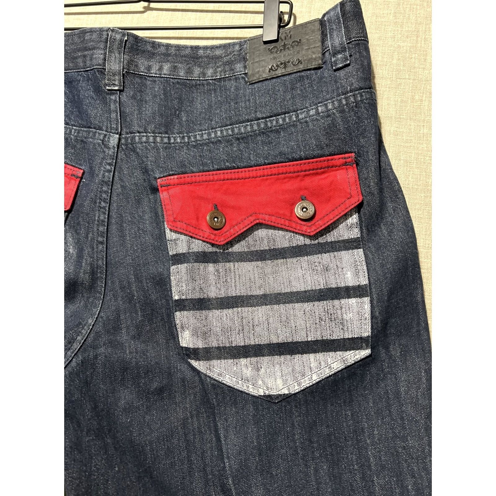 Denime VTG King Maker Denim Shorts Mens 42 Wide Leg Baggy Hip Hop Retro Y2K Flag Size US 40 / EU 56 - 3 Thumbnail