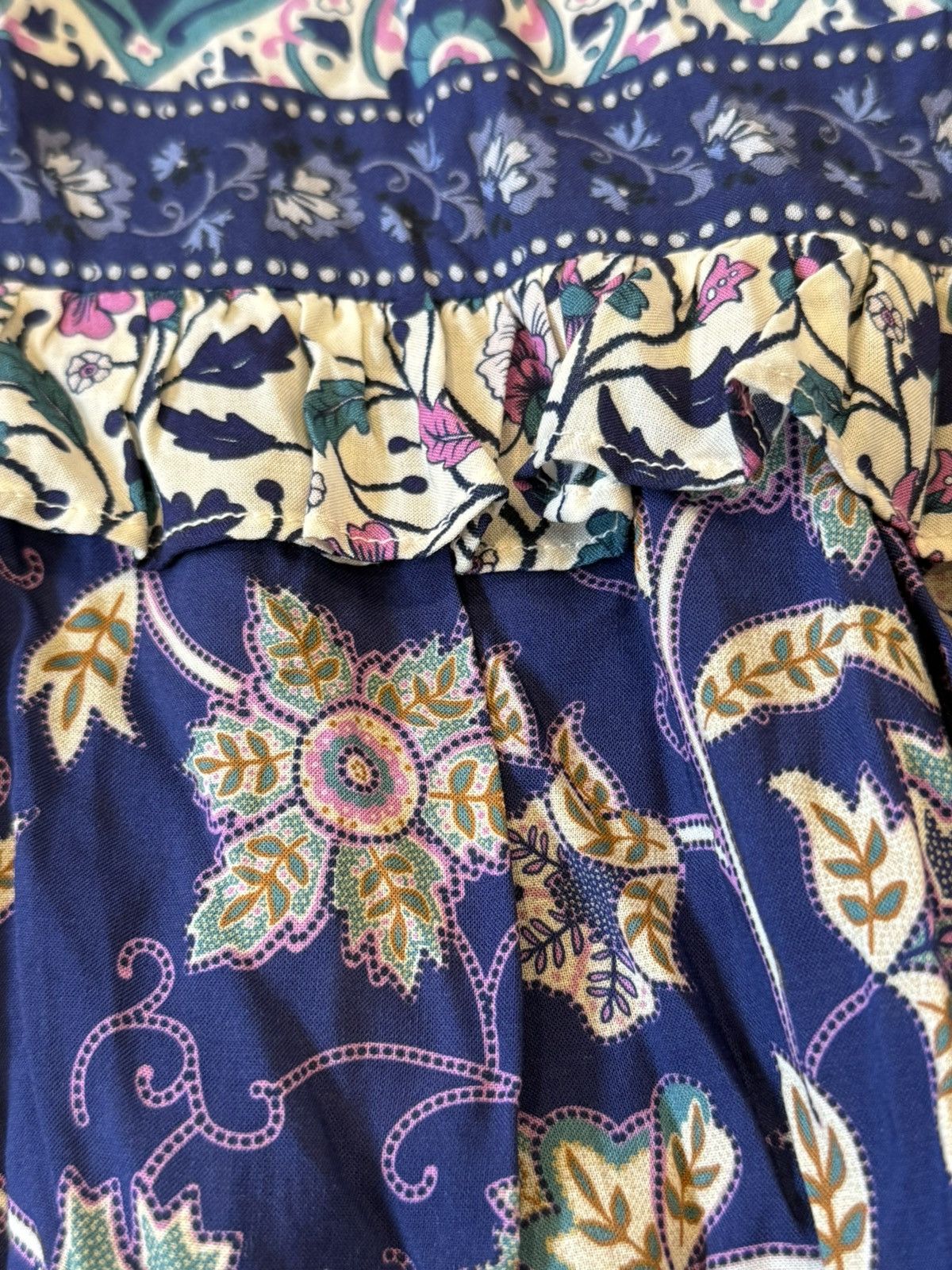 Spell Spell & The Gypsy Skirt Blue Purple Pink Floral Cotton max M Size 32" / US 10 / IT 46 - 6 Thumbnail